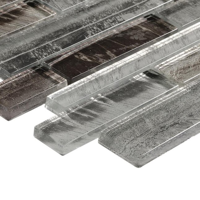 Elida Ceramica 3-in x 12-in Glass and Metal Linear Mosaic Tile Sample Elida Ceramica 3-in x 12-in Glass and Metal Linear Mosaic Tile Sample