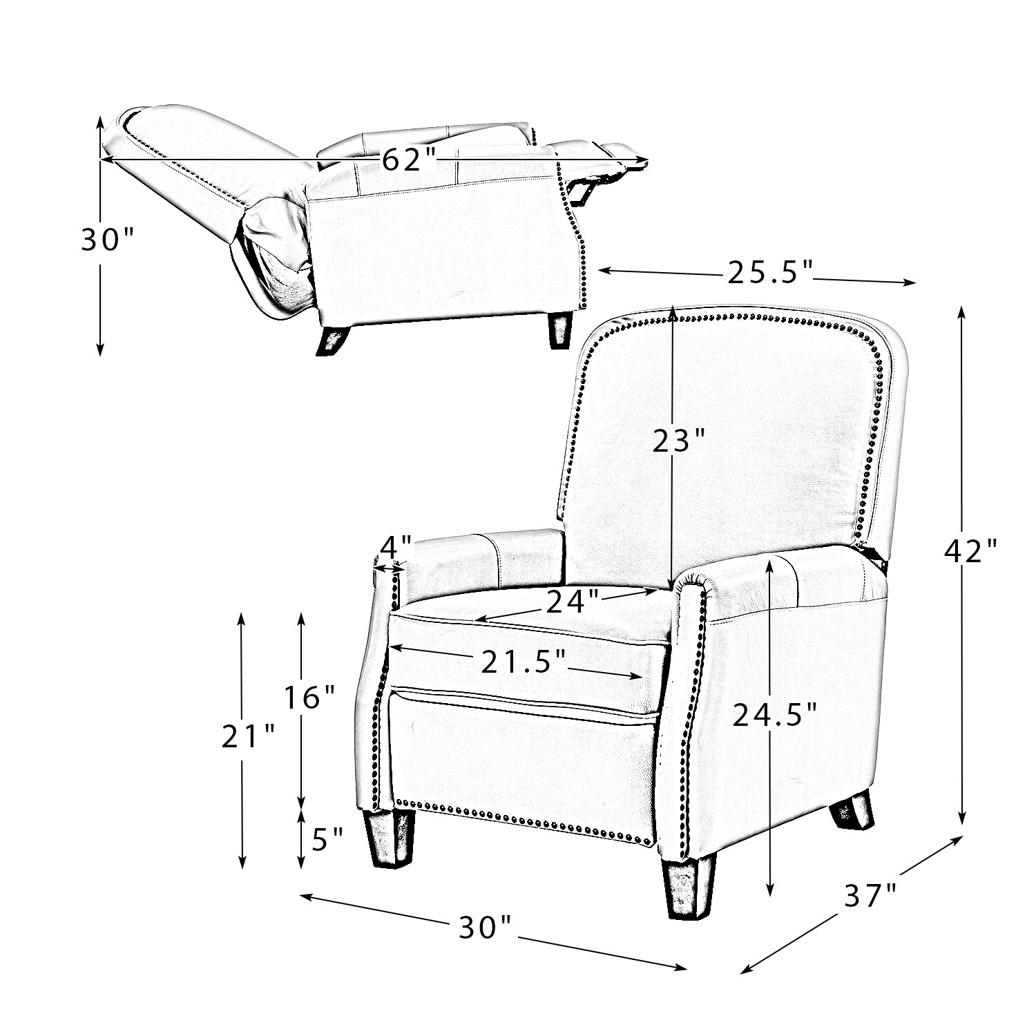 14 Karat Home RCLB0170-BLACK recliners - View #9