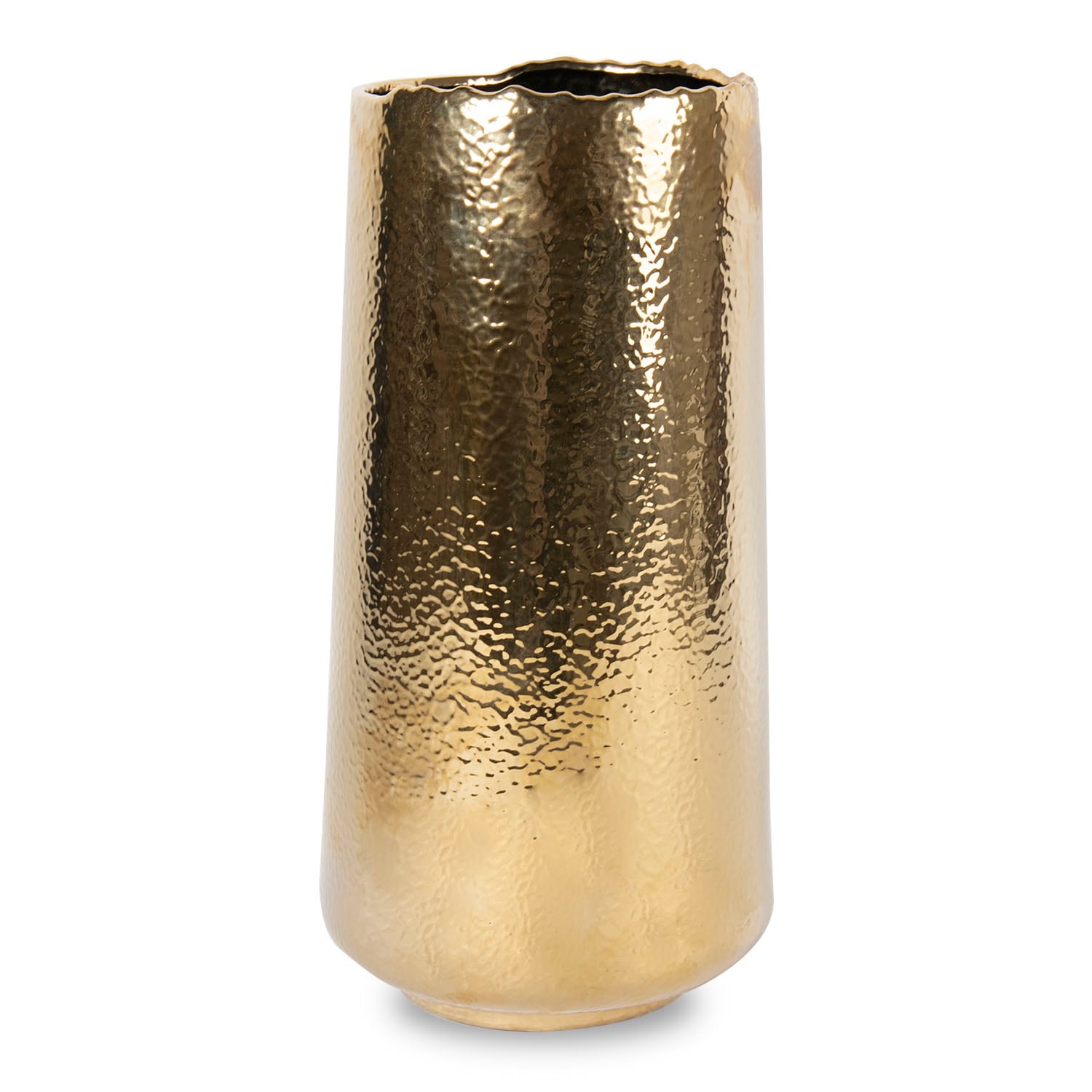 Vasesource ZIV19GD Round 18.25-Inches W Medium Gold Ceramic Indoor/Outdoor Planter
