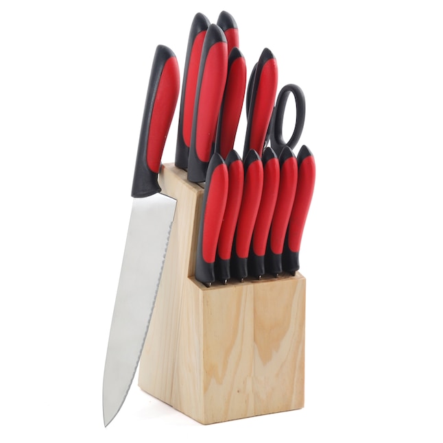 MegaChef 14 Piece Cutlery Set in Red - Stainless Steel Blades