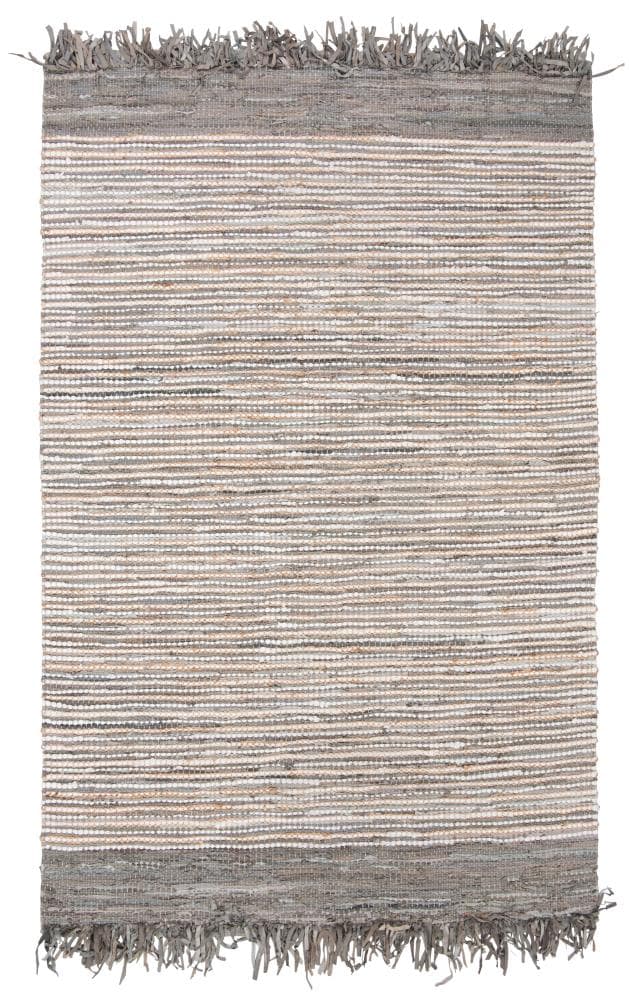 Safavieh VTL373A-5 Vintage Leather Platte 5 x 8 (ft) Leather Gray/Multi Rectangular Indoor Stripe Coastal Area rug
