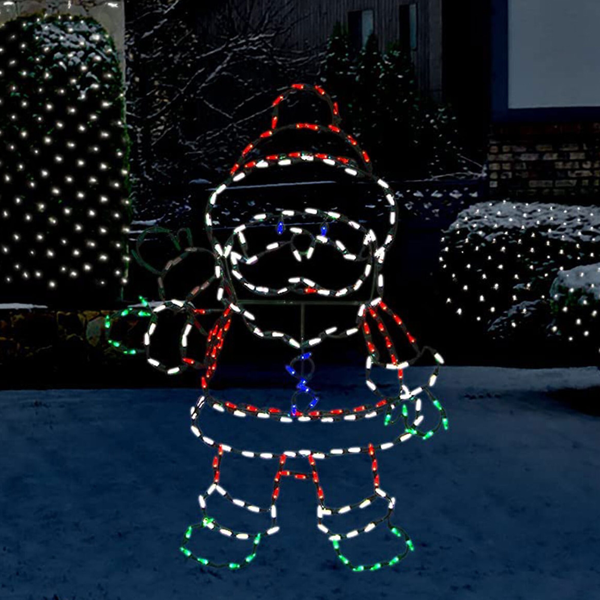 ProductWorks 48-in Santa Yard Decoration with Multicolor LED Lights in ...
