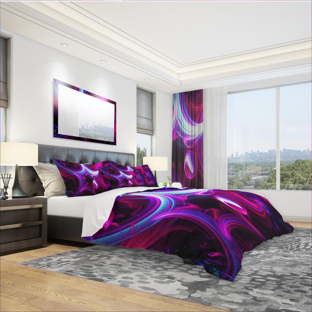 Designart BED3009-K 3 -Piece Purple King Duvet cover Set