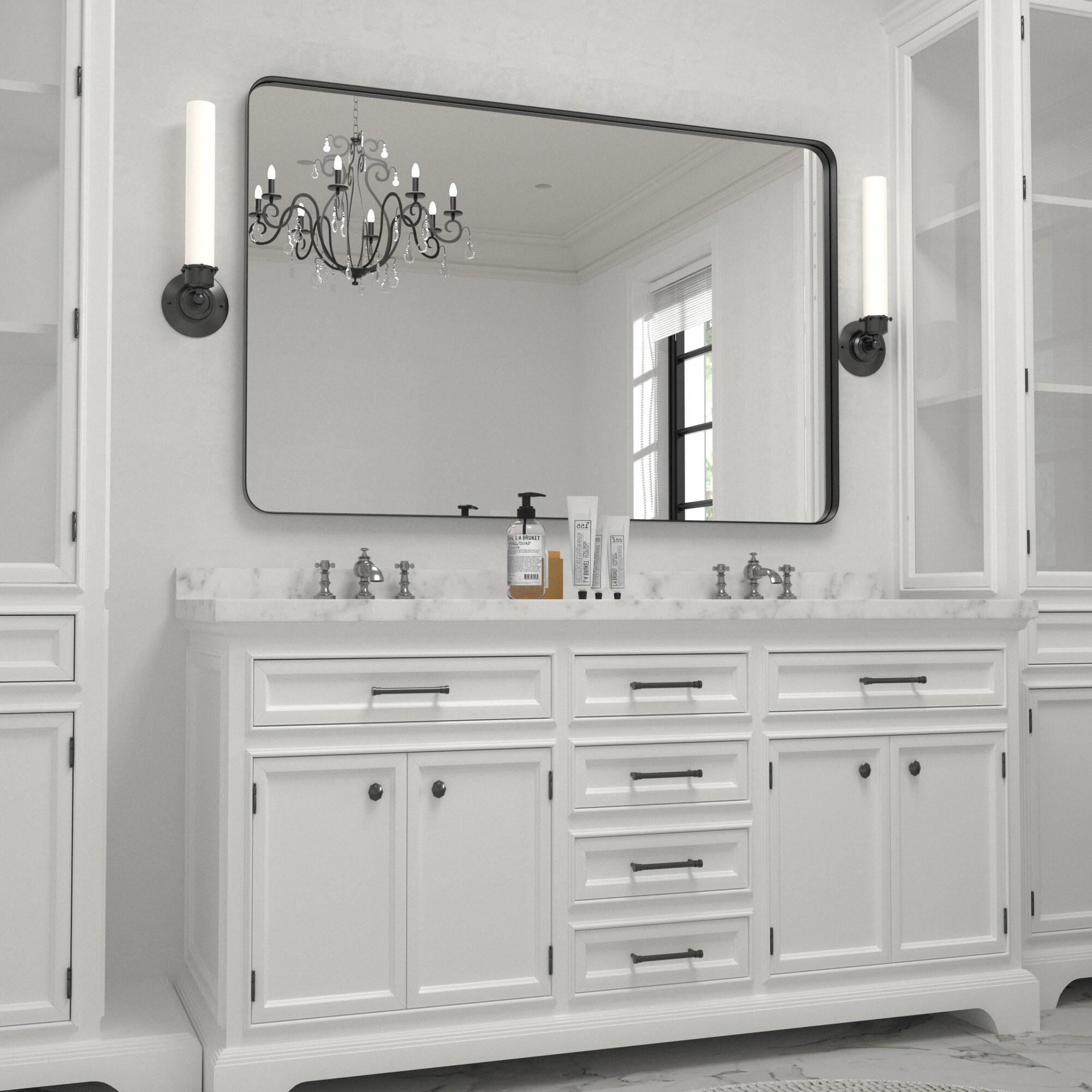 Clavie 30-in W x 40-in H Black Framed Wall Mirror in the Mirrors ...