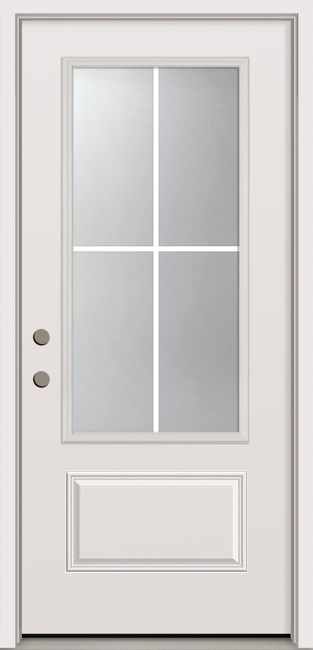 RELIABILT PRO10124808 36-in x 80-in x 4-9/16-in Steel 3/4 lite Right-hand inswing Primed Prehung Front Door with Brickmould Insulating core