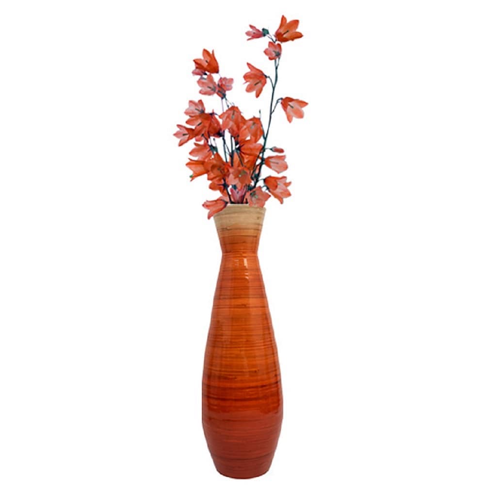 Uniquewise QI003242.S.OR Orange Wood Modern Vase