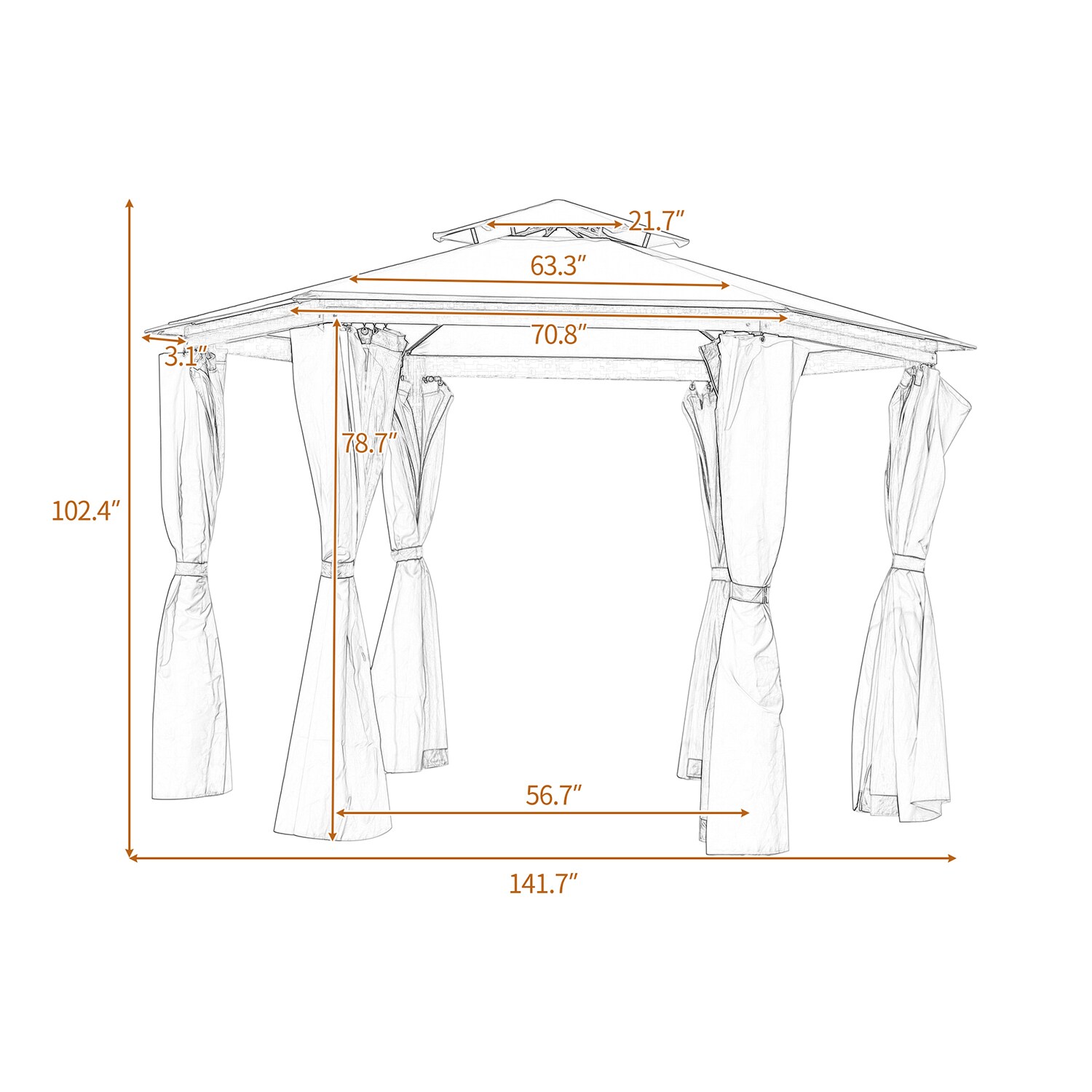 SINOFURN SYB180003BL Wood-Resin-Gazebos - View #4
