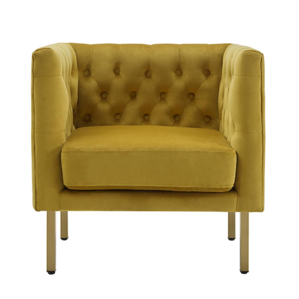 Cui Liu Designs La Vine Tufted Mustard Yellow Velvet Club