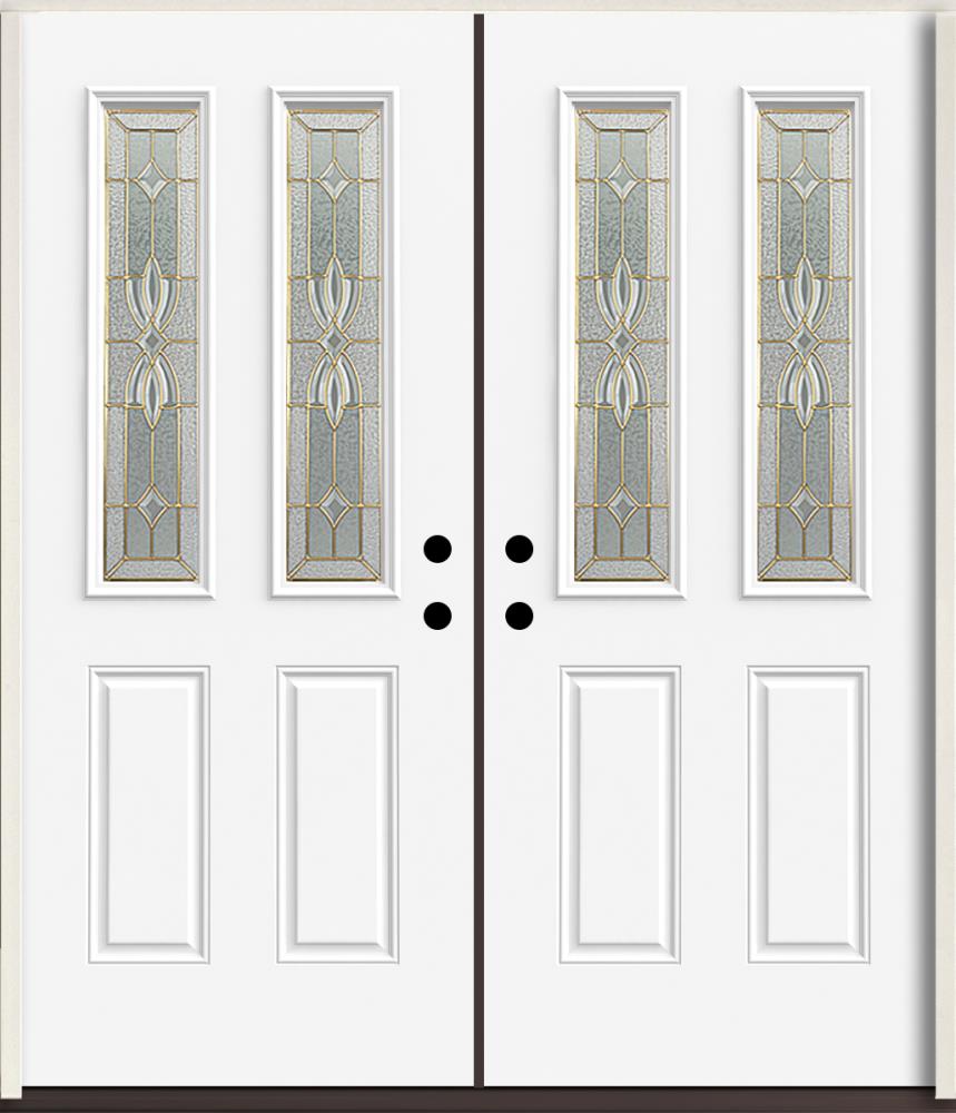 RELIABILT LO963428 Laurel 72-in x 80-in x 4-5/8-in Fiberglass Twin lite Left-hand inswing Unfinished Unfinished Prehung Double Front Door Insulating core