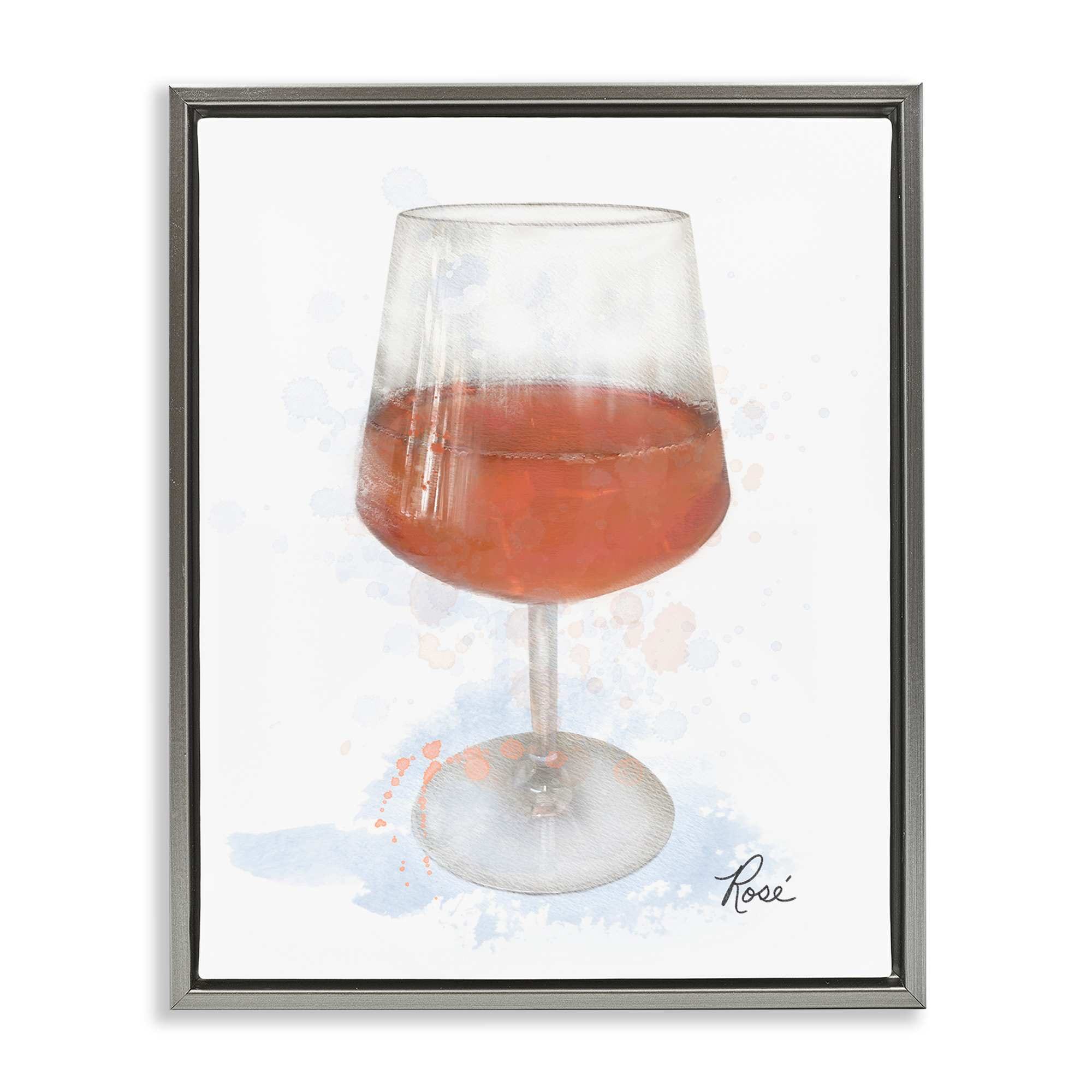 Stupell Industries BS-513-FFL-16X20 Modern Rosé in Glass Gray Framed Floater Canvas Wall Art By Matthew Piotrowicz 17 x 21