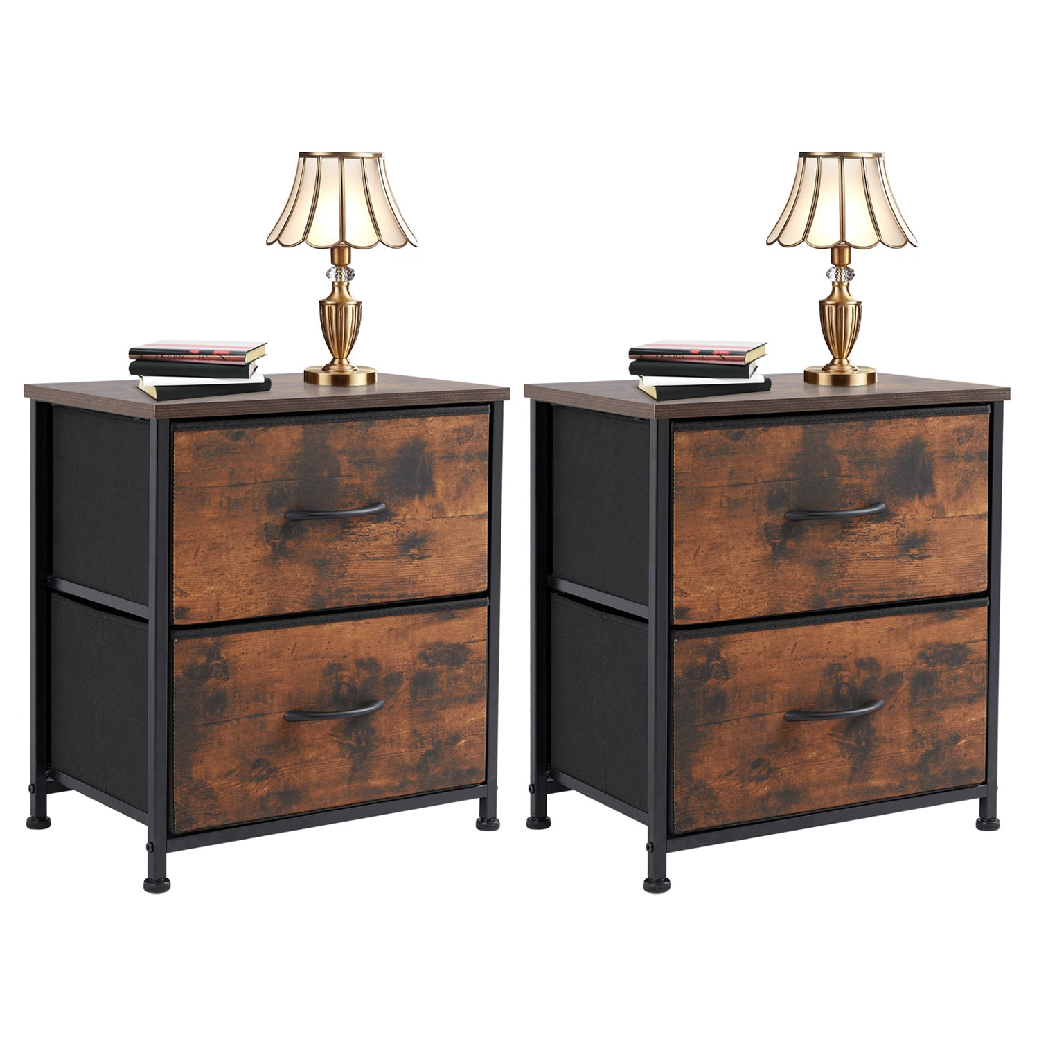 GZMR GZ-W22433 2 Packs Drawers Dresser Chest of Drawers Brown 2 -Drawer Standard dresser