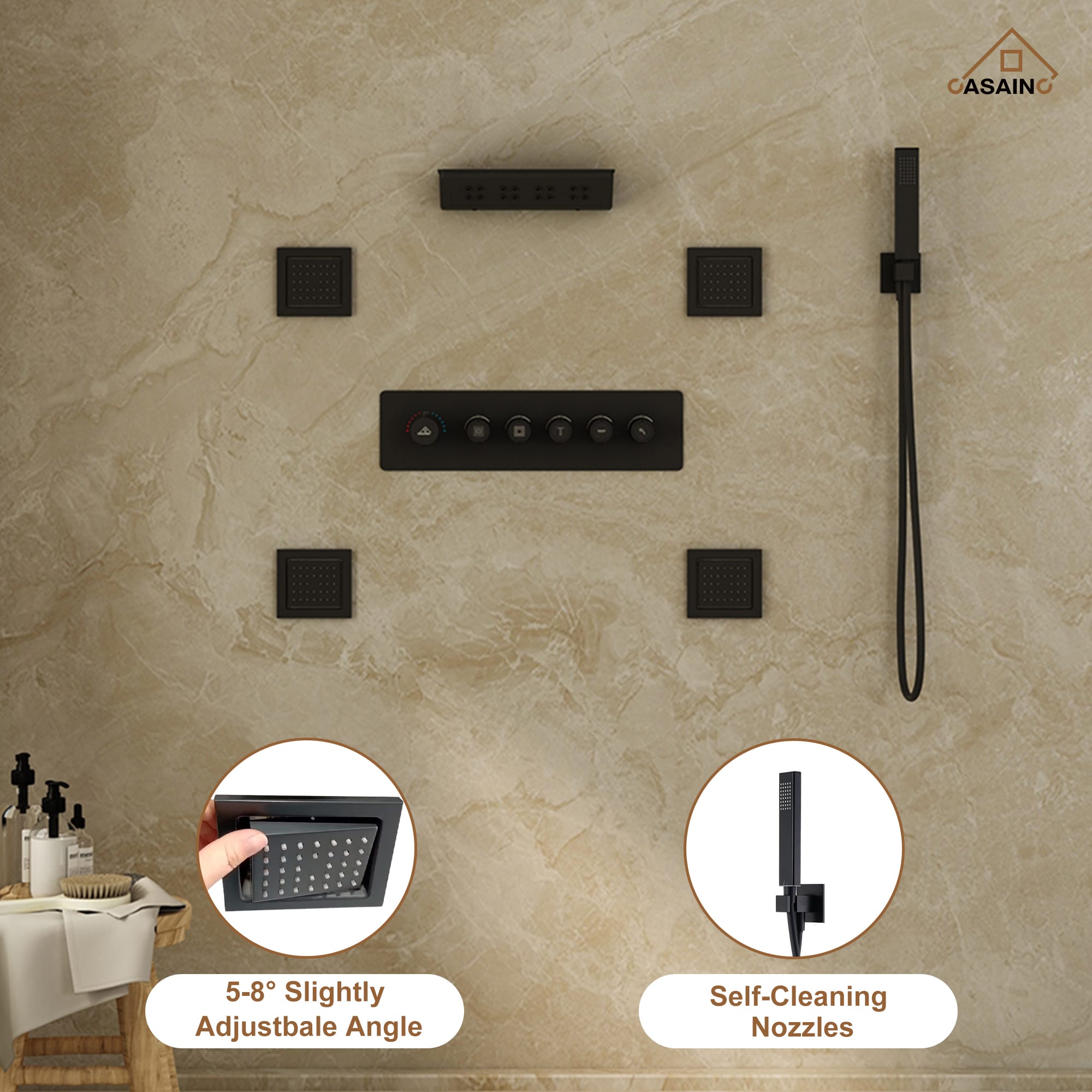 CASAINC KCHS0025-MB Showerhead-Bar-Panels - View #8