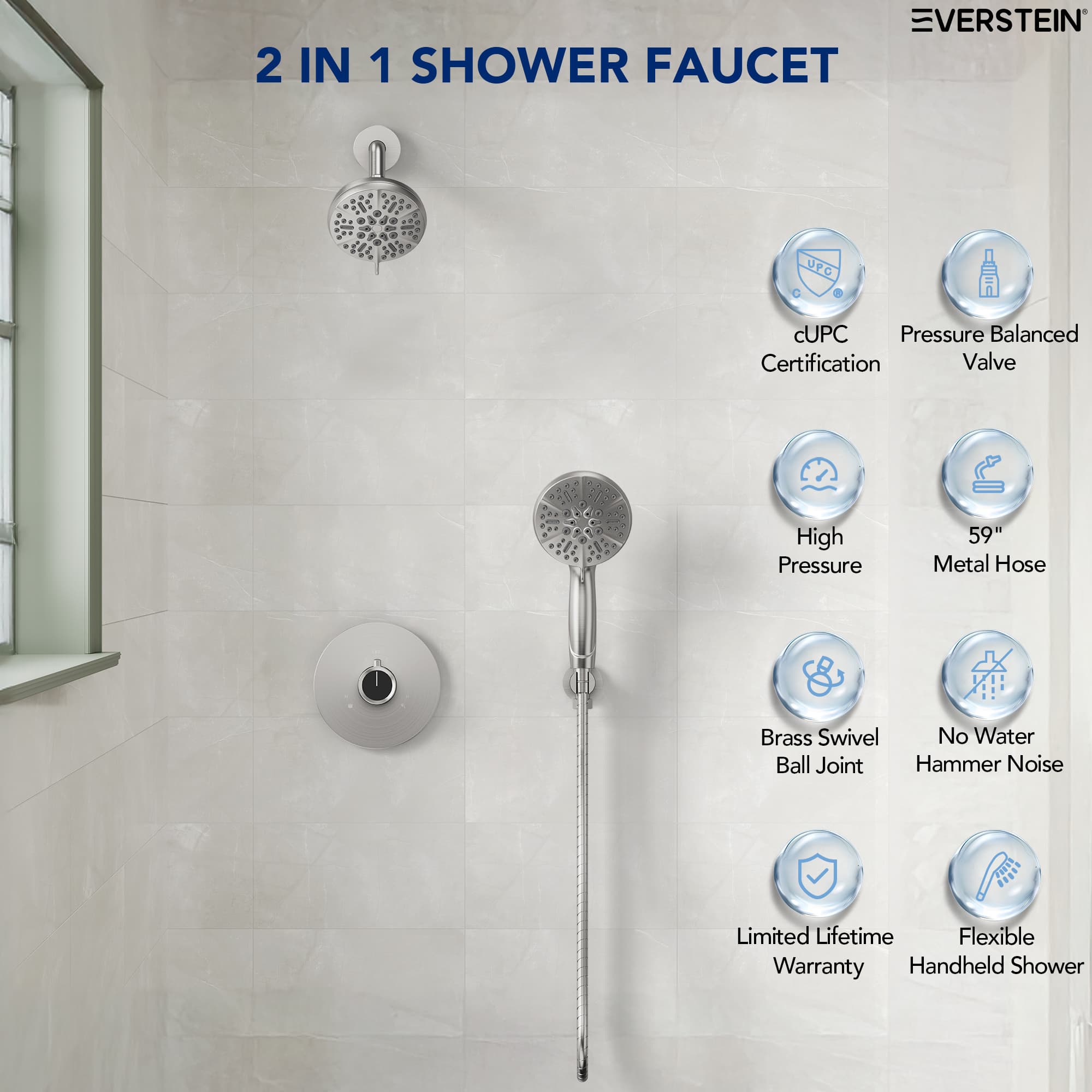 EVERSTEIN SFS-1103-NK Showerhead-Bar-Panels - View #9