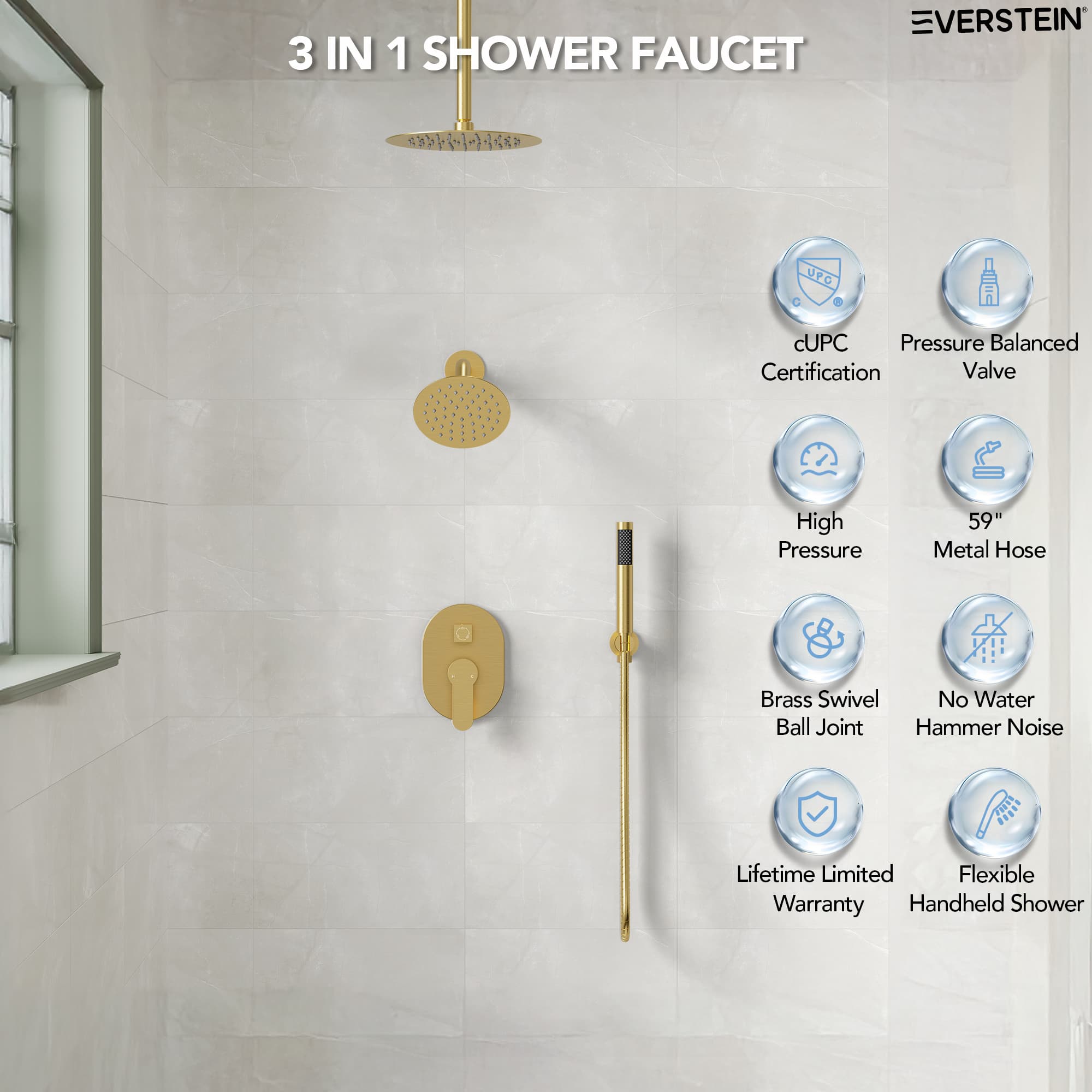 EVERSTEIN SFS-1057-GD10 Tub-Shower-Faucets - View #2