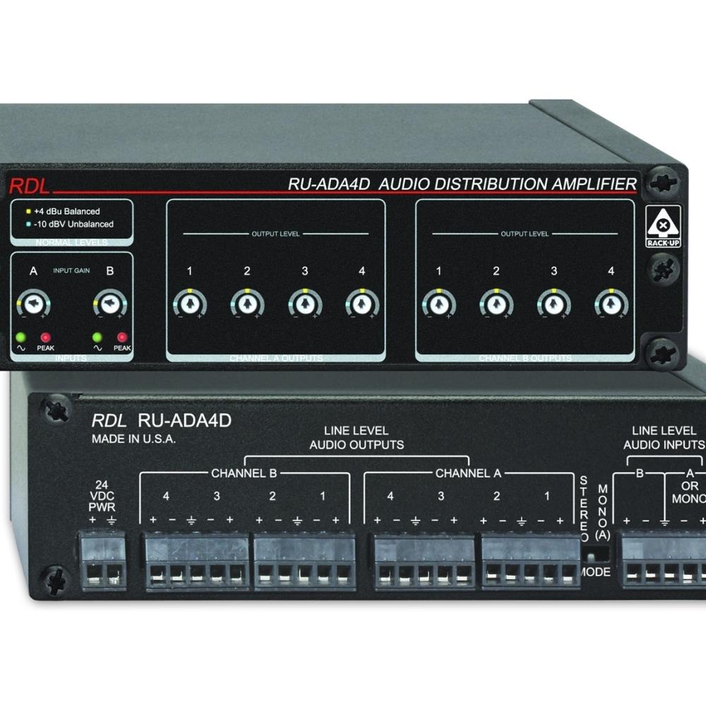 Radio Design Labs TCNCD384530  RDL-RU-ADA4D 4 Channel Stereo Audio Distribution Amplifier