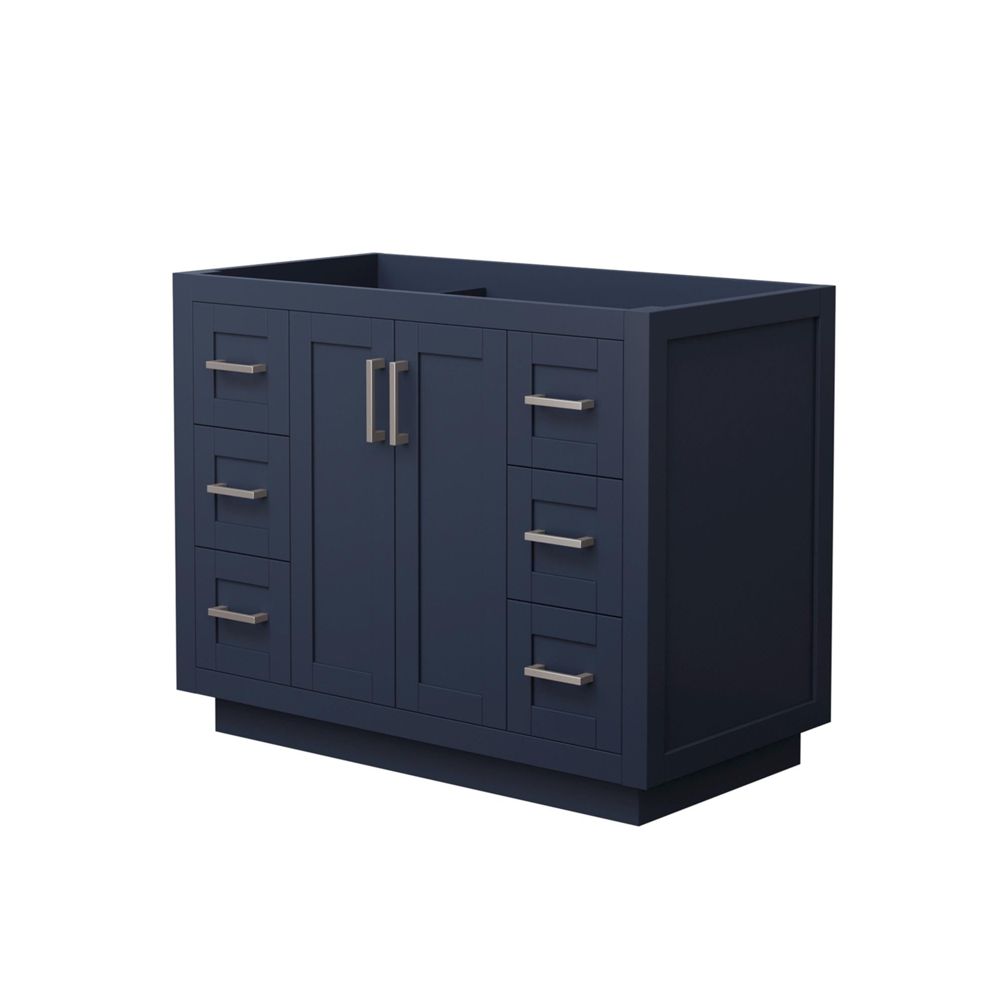 Wyndham Collection WCF292942SBNCXSXXMXX Miranda 42-in Dark Blue with Brushed Nickel Trim Bathroom Vanity Base Cabinet without Top