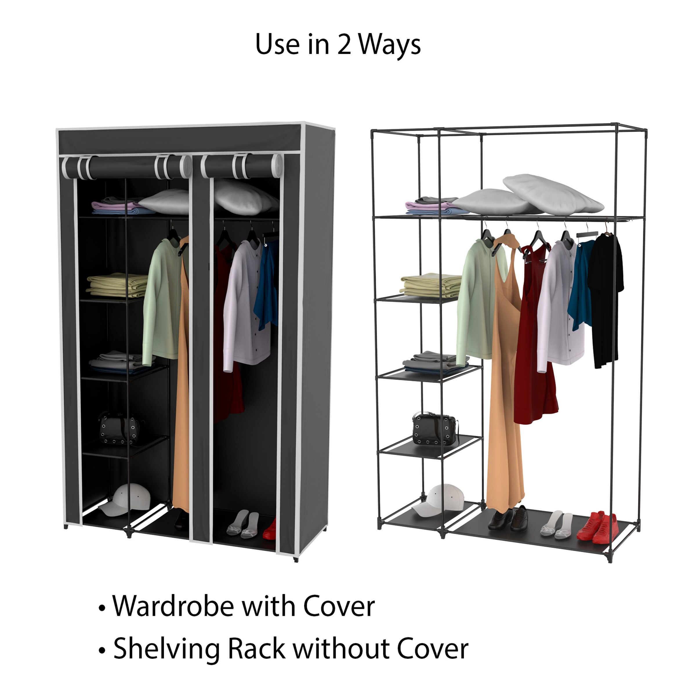 Portable Closet, Closet Storage with 6 Shelves, Clothes Rack with  Waterproof Cover, Closet Organizer with Durable Metal Frame Wardrobe for  Bedroom