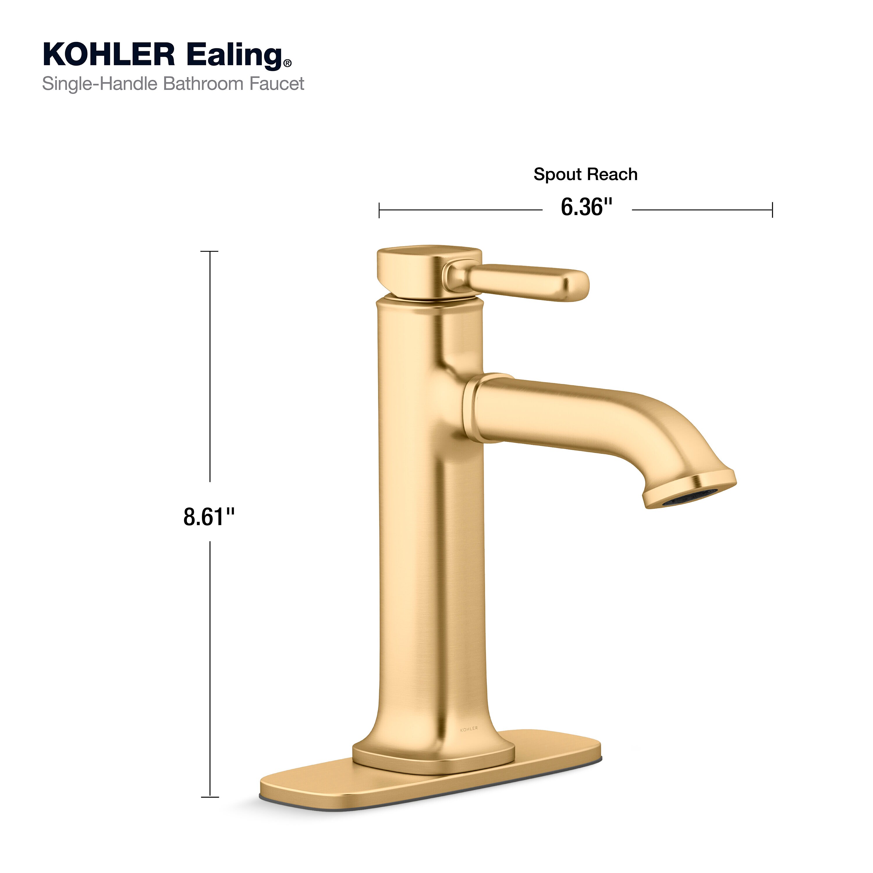 Kohler Ealing Vibrant Brushed Moderne Brass Single Hole 1 Handle