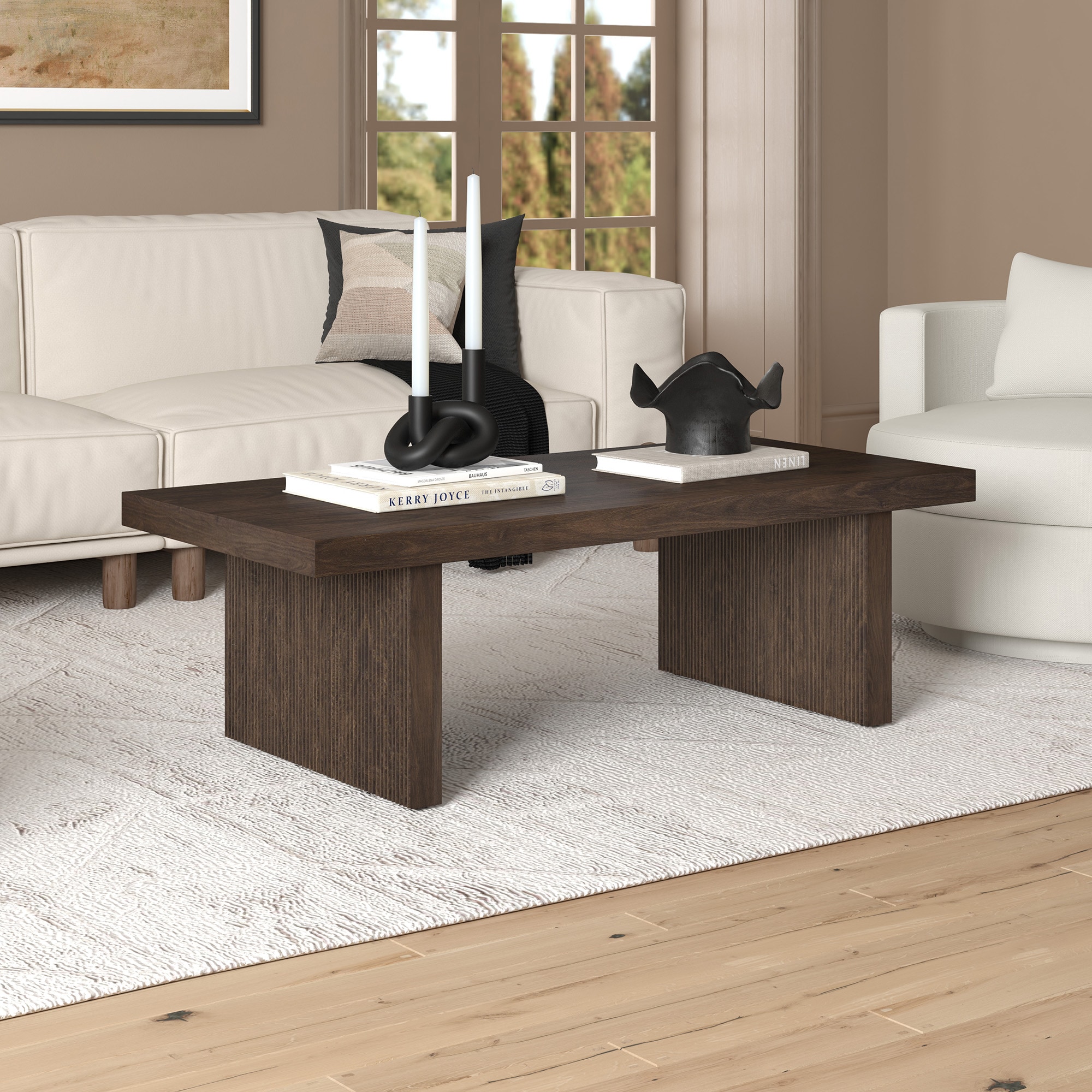 Hailey Home CT2395 Modern MDF Alder Brown 47.5-in W x 15-in H Coffee Table
