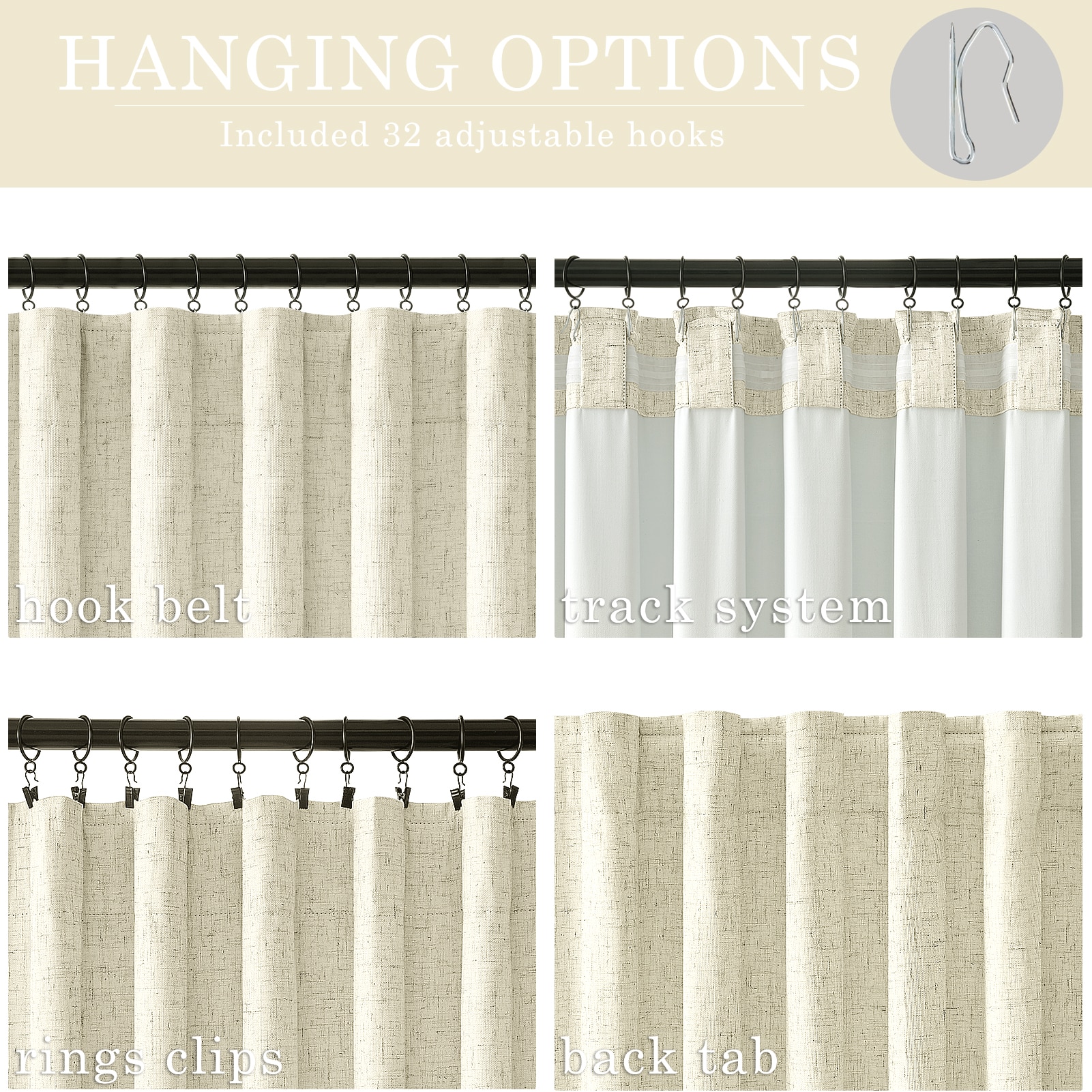 Topfinel 219RB CREAM 52X96 curtains - View #3