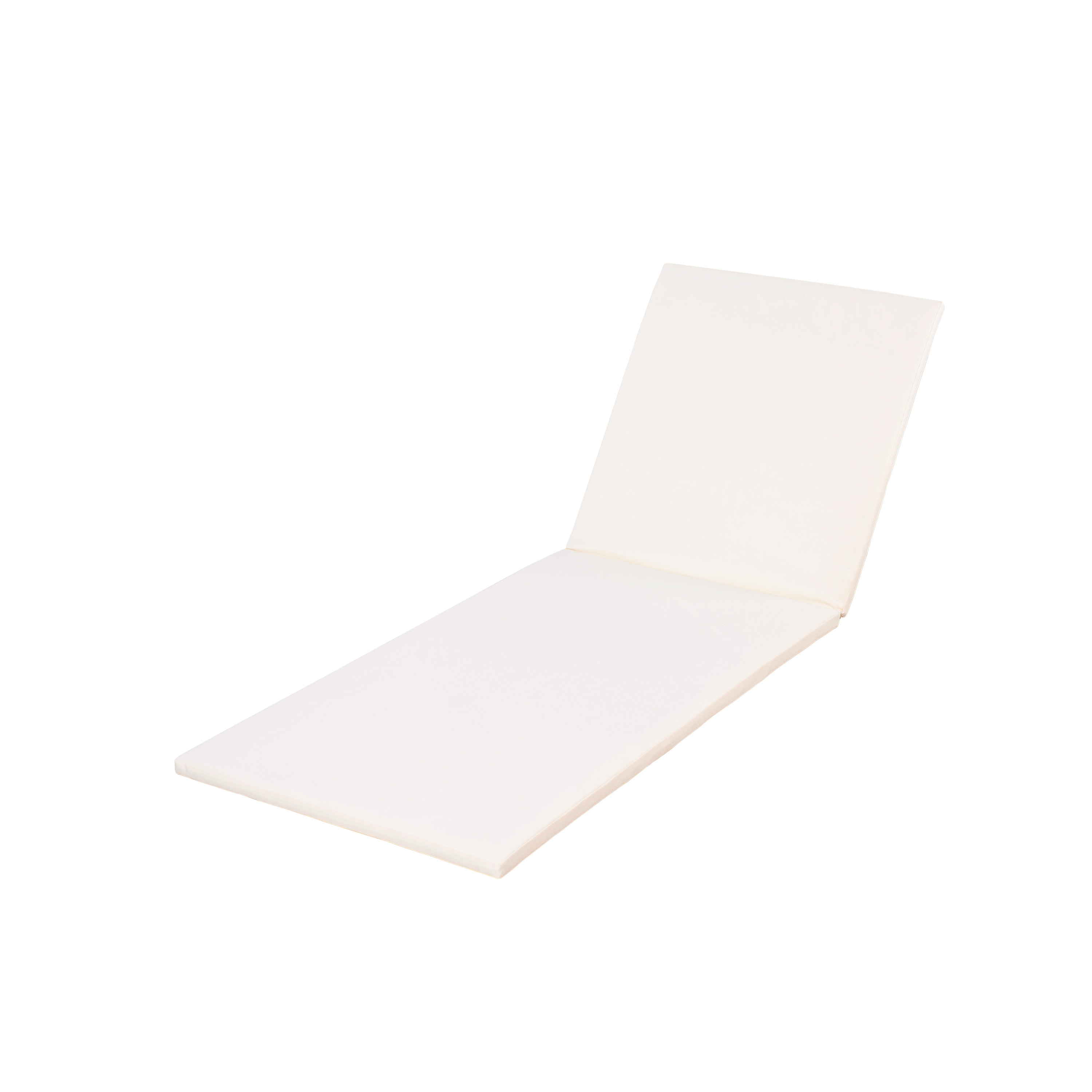 LOVMOR SF-Y-N770P253018C 2in  THICK CHAISE LOUNGE CUSHION IN CREAM - WATERPROOF FOLDABLE 2-SECTION DESIGN  - FOR POOLSIDE PATIO   GARDEN