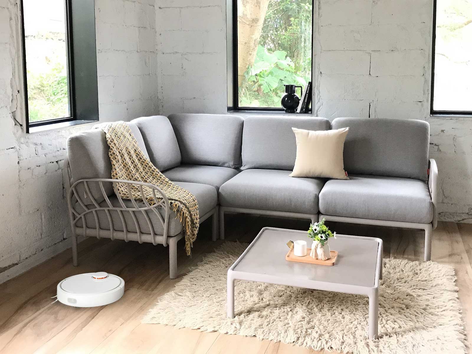 Gray Resin Square Outdoor Coffee Table