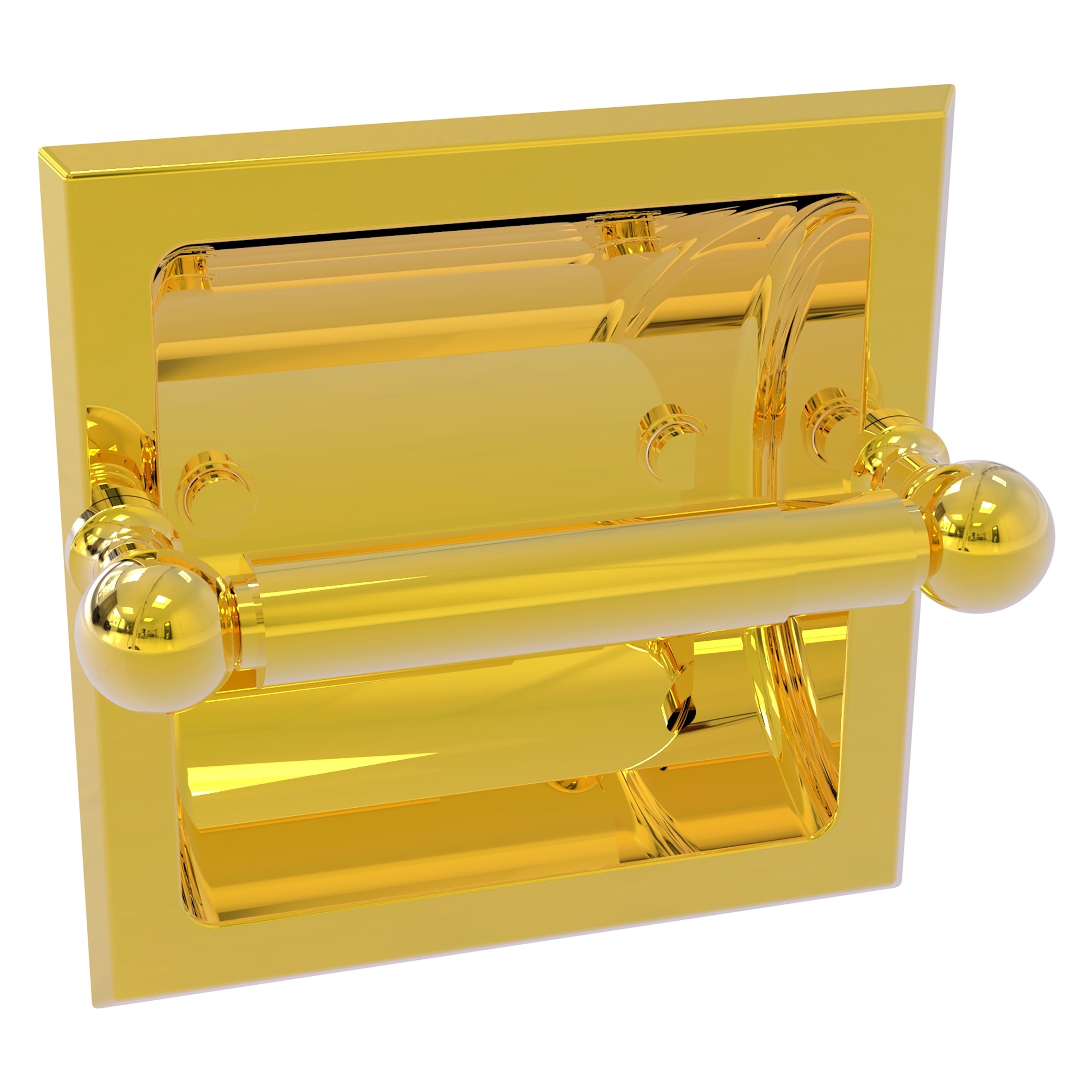 Allied Brass DT-24C-PB Dottingham Polished Brass Recessed Double post Toilet Paper Holder 1 -Rolls with Storage