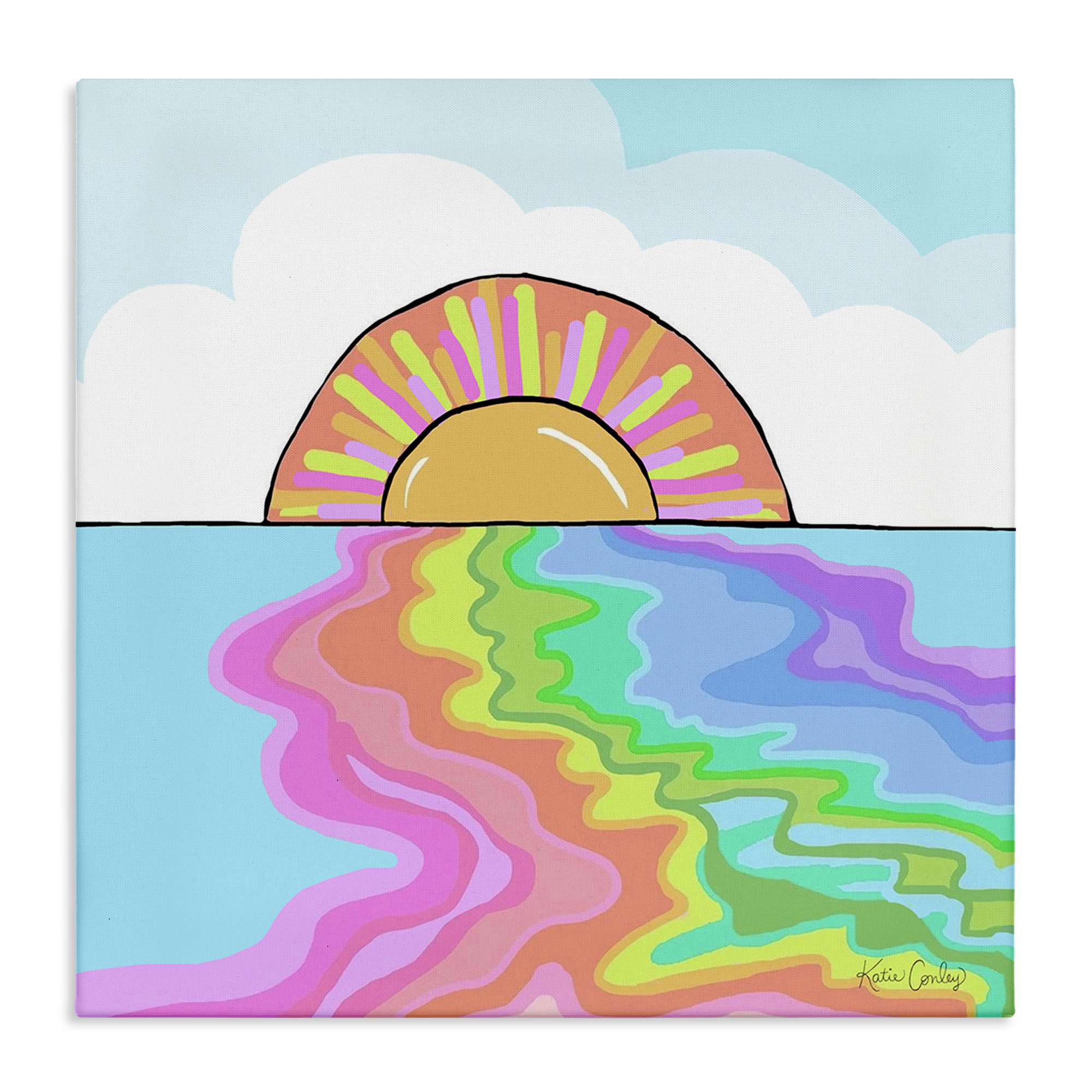 Stupell Industries BS-764-CN-24X24 Swirling Rainbow on Sea Surface Canvas Wall Art By Katie Conley 24 x 24