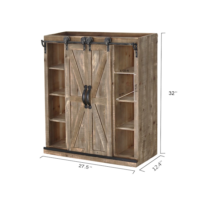 Wall Mount Utility Storage Cabinet, Wood Wall Storage Cabinet With Sliding Barn Doors