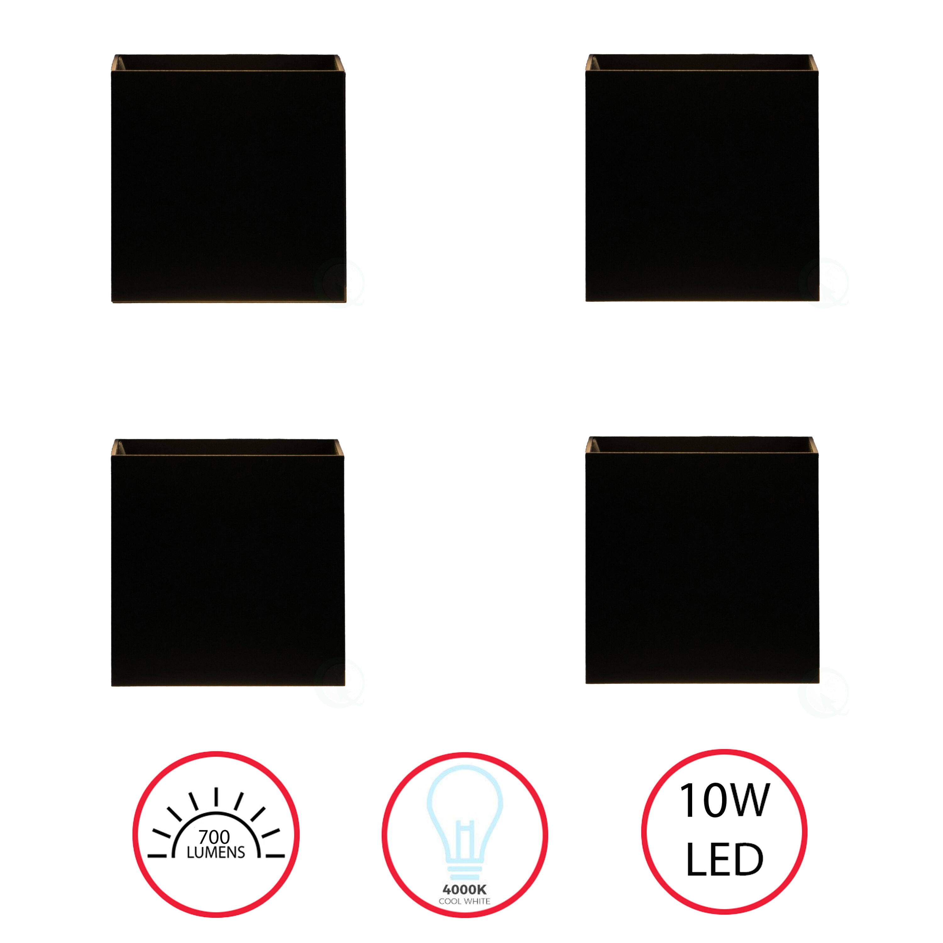 Quickway Imports QI004492.BK.4 4-in W 4 -Light Black Integrated LED Wall Sconce ENERGY STAR Certified