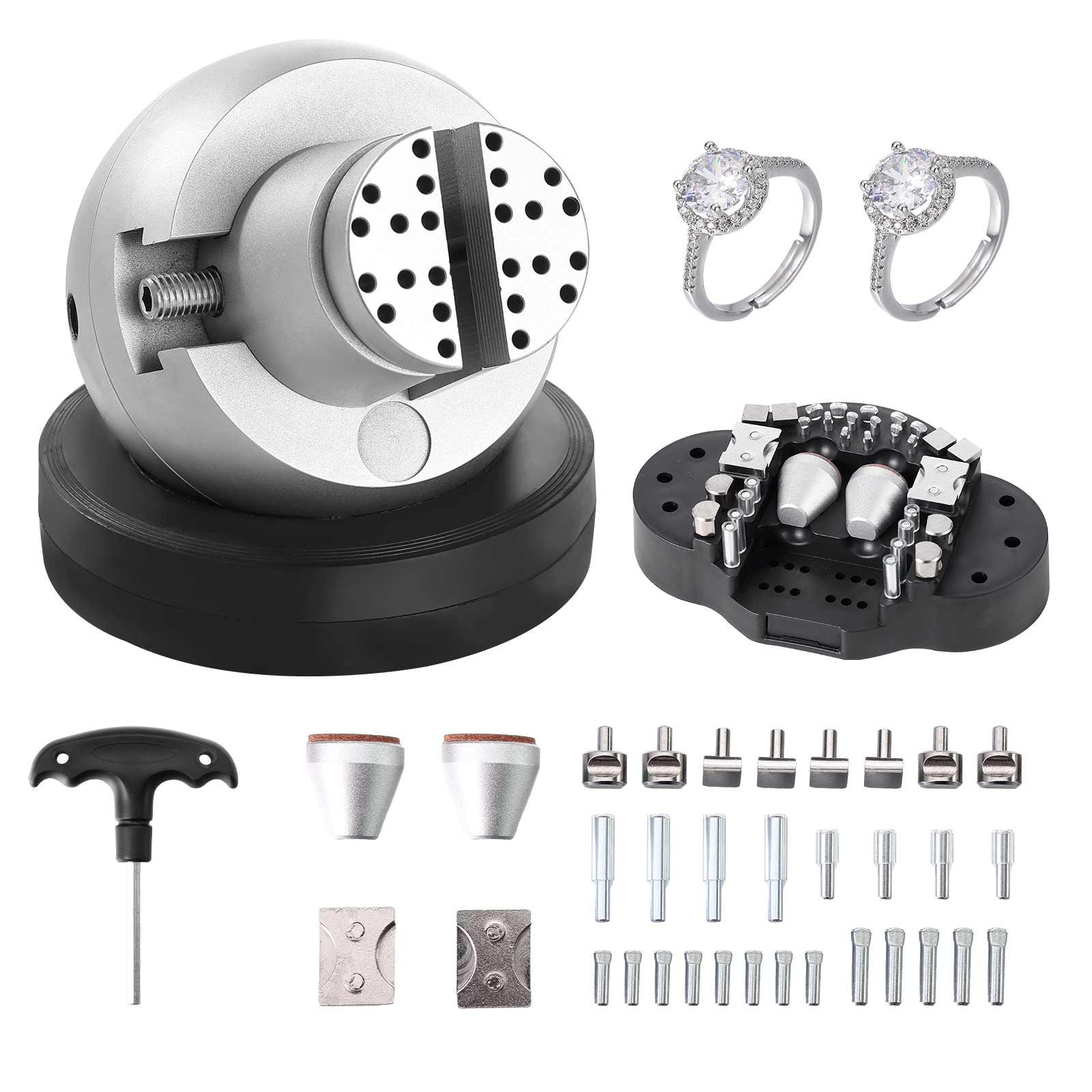 SVOPES SCWNXZSZYHDG01426V0 Ball Vise 5-IN Engraving Setting Tool 360degree Rotation Engraving Block Vise 35 PCS Attachment Jewelry Engraving Block Tools Standard Block for Gemstone Inlay and Small-Scale Engraving