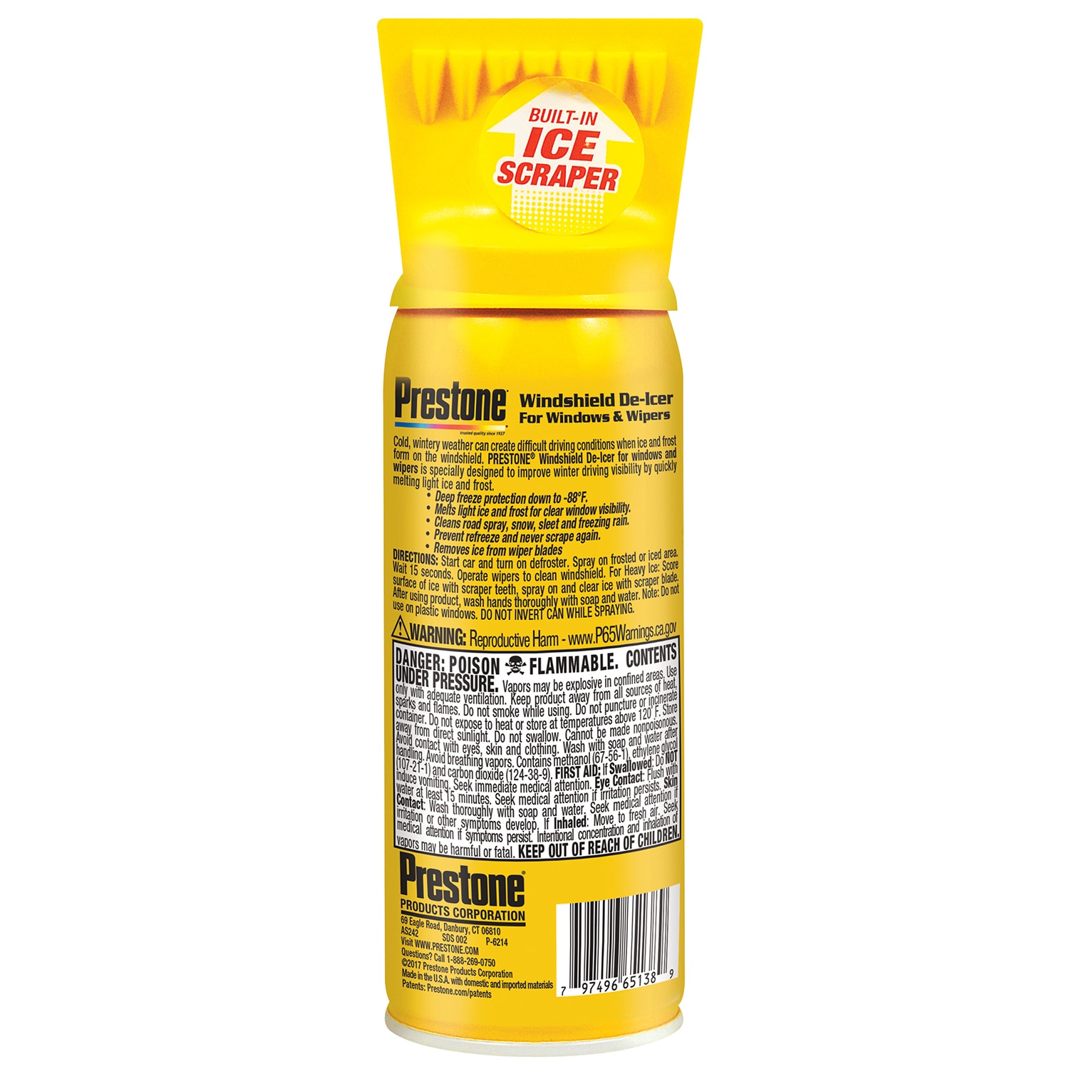 Prestone 11 oz. Spray-On De-Icer - Prevents Re-Freezing, -50F