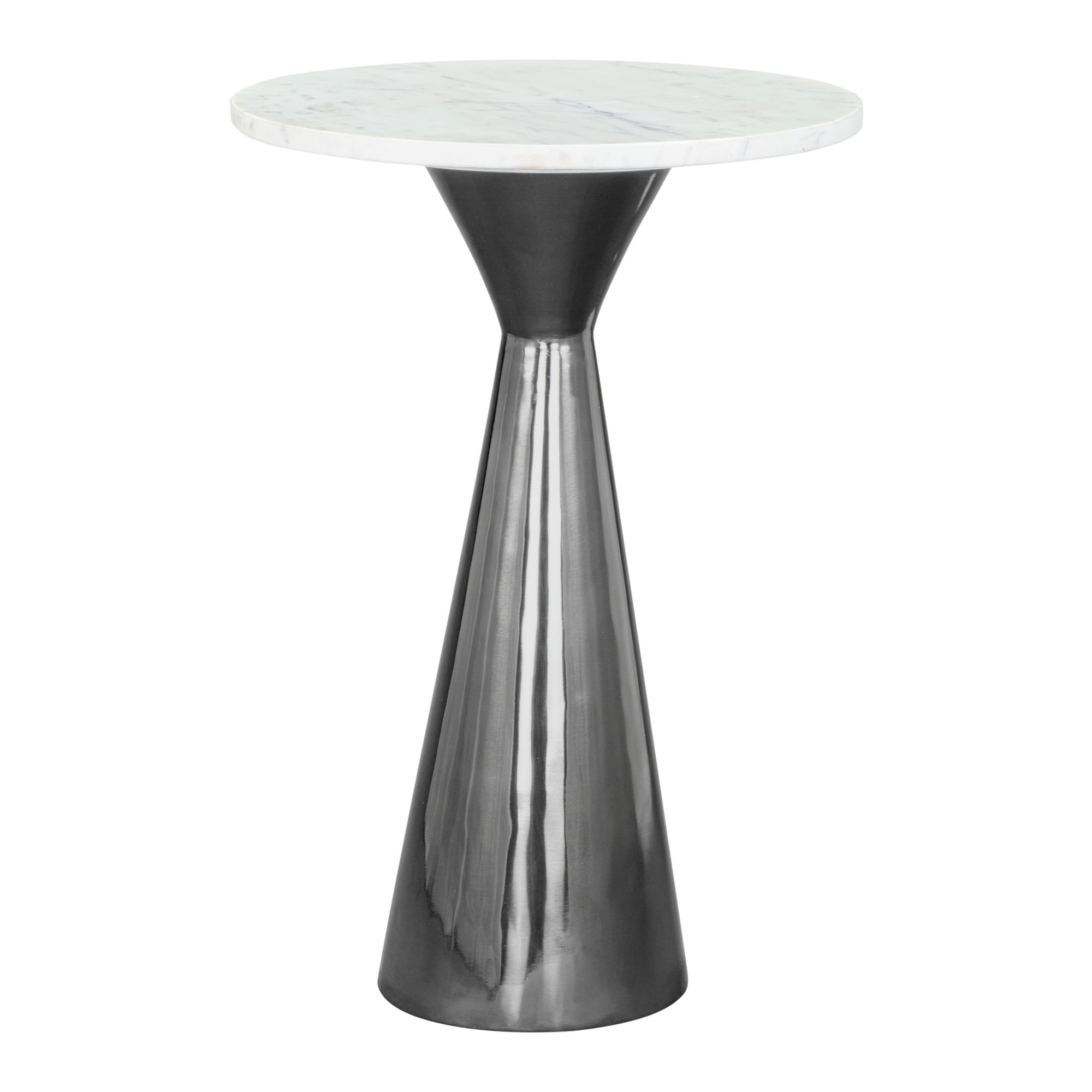 ZUO 109363 15.0-Inches W x 22.5-Inches H White Black Granite/Marble Round Modern End Table