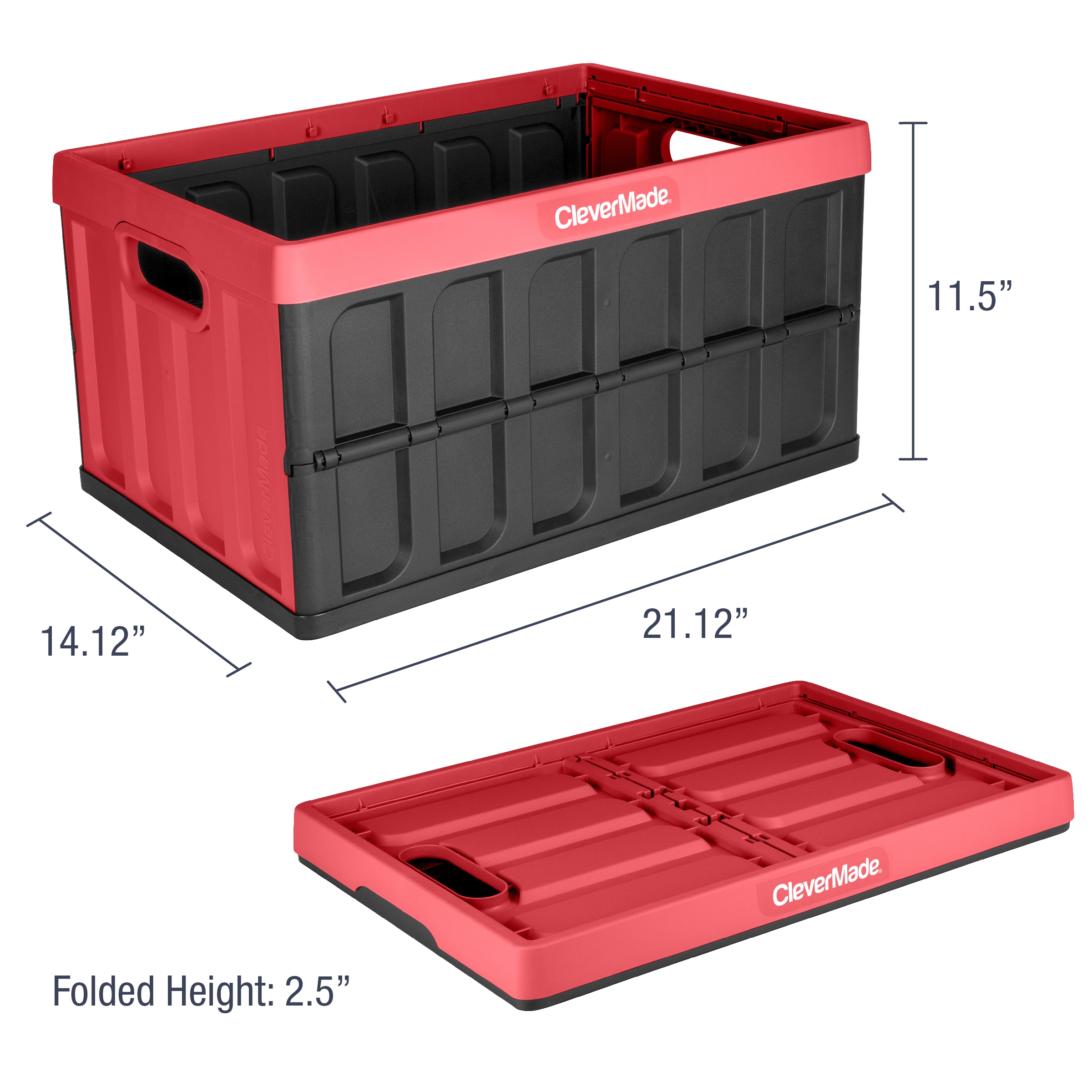 CleverMade 3-Pack Large 12-Gallons (48-Quart) Red Heavy Duty Tote Lidless