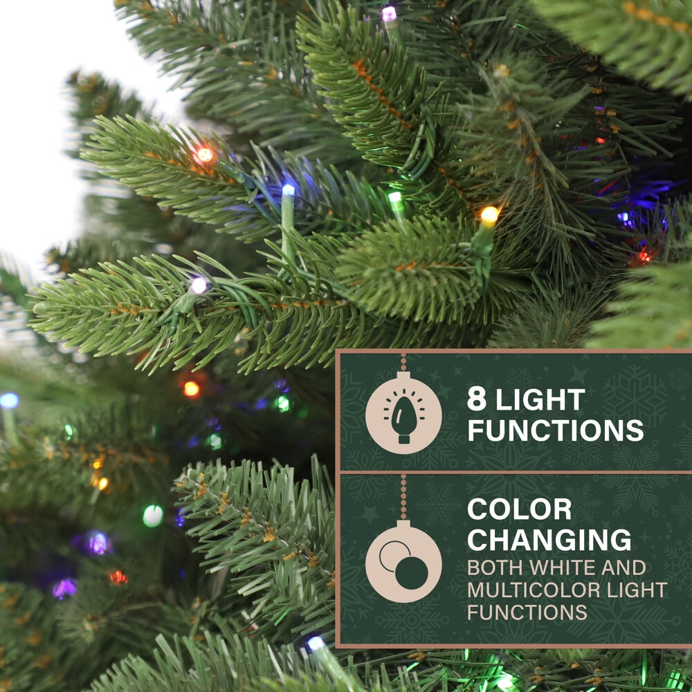 12-Foot York Pine Artificial Christmas Tree with Multicolor LED Lights