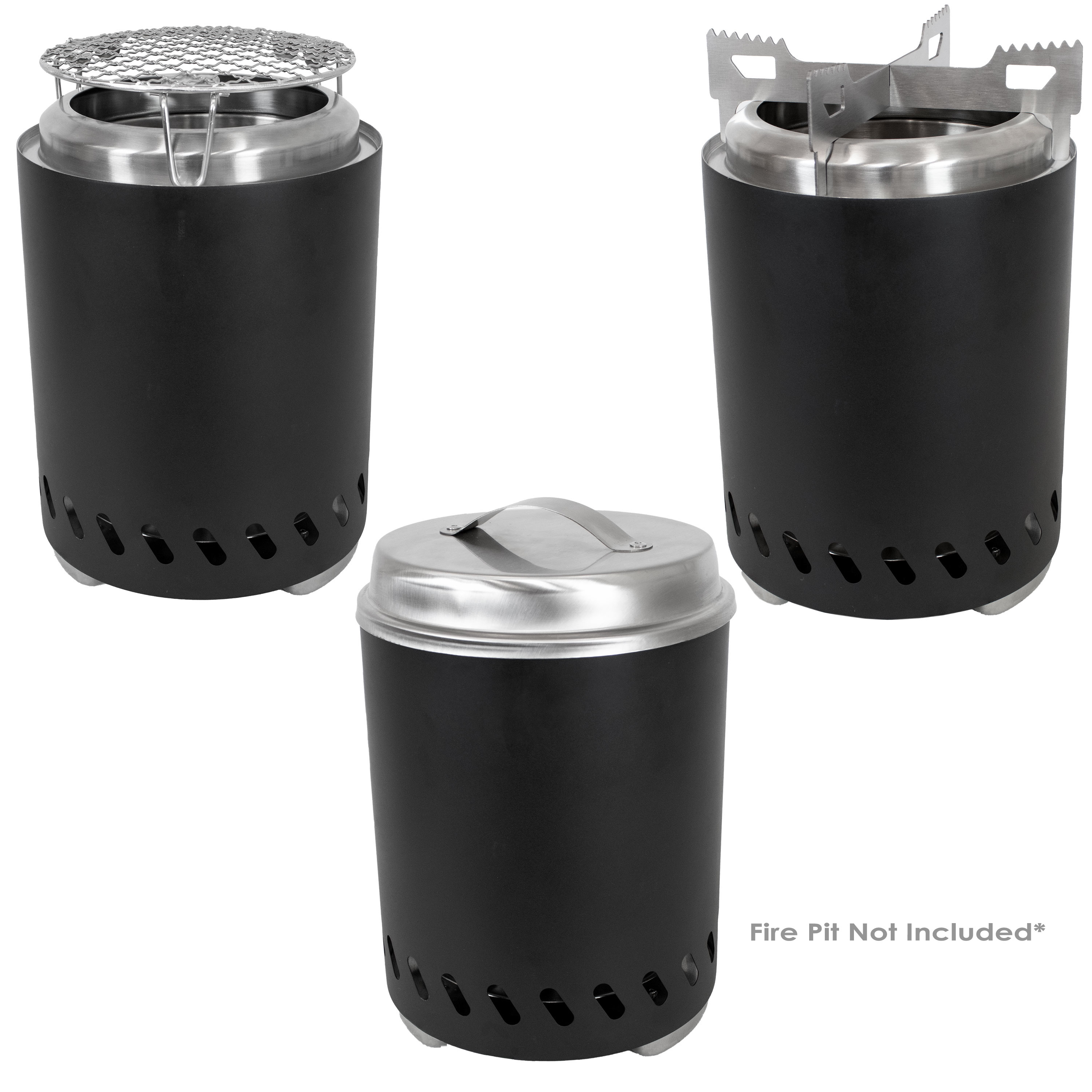 Compact Stainless Steel Smokeless Fire Pit Accessory Kit