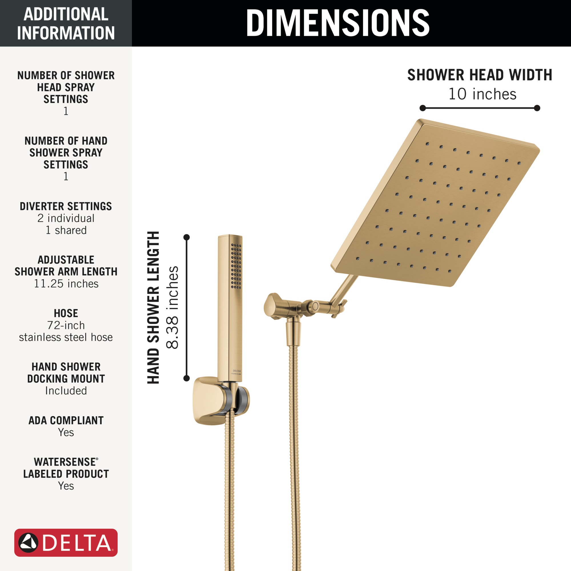 Champagne Bronze 10-inch Raincan Shower Head and Handheld Combo