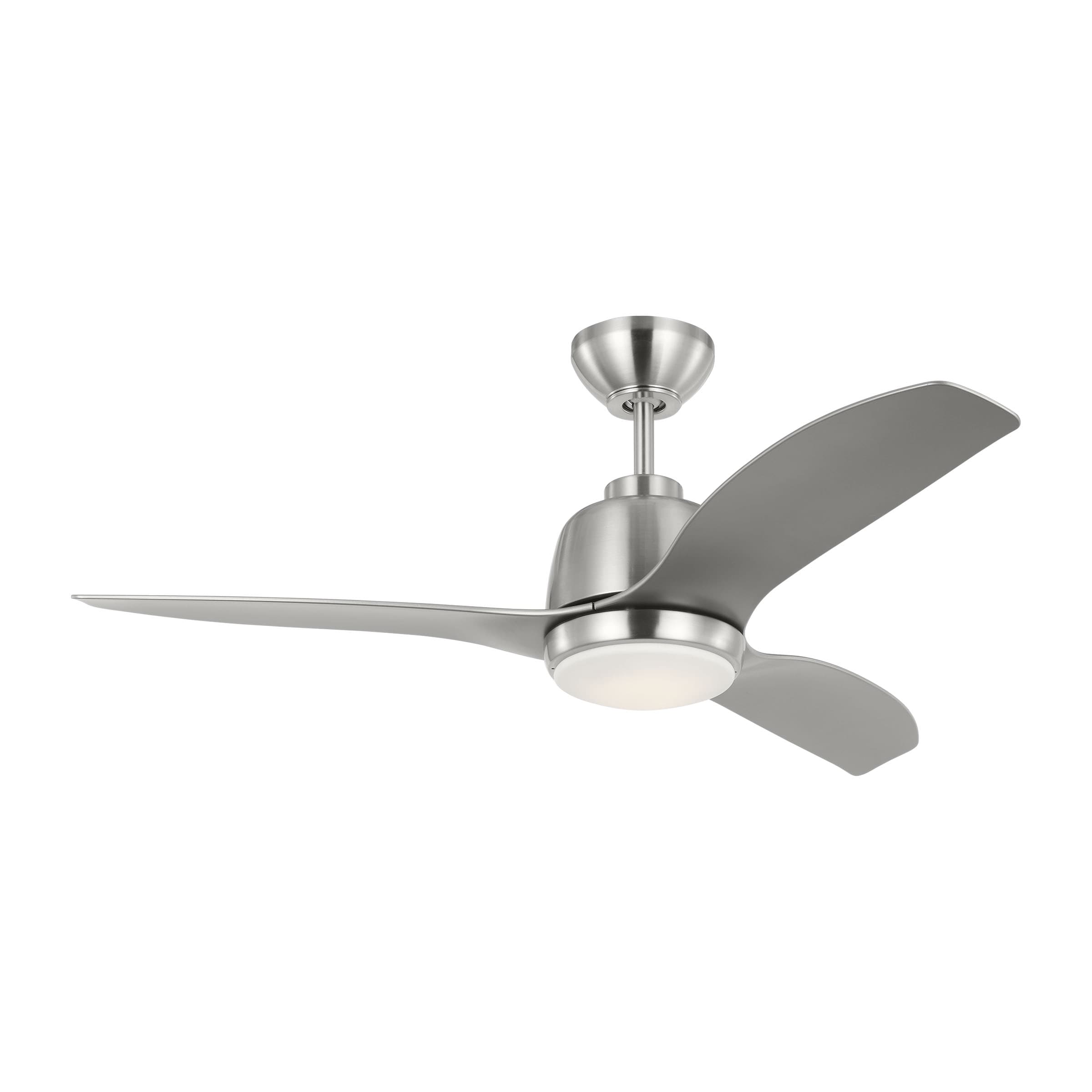 Generation Lighting 3AVLR44BSD Avila 44-in Integrated LED Outdoor Brushed Steel with Brushed Steel Blades Ceiling Fan With Light - Remote Included ( 3 -Blade )