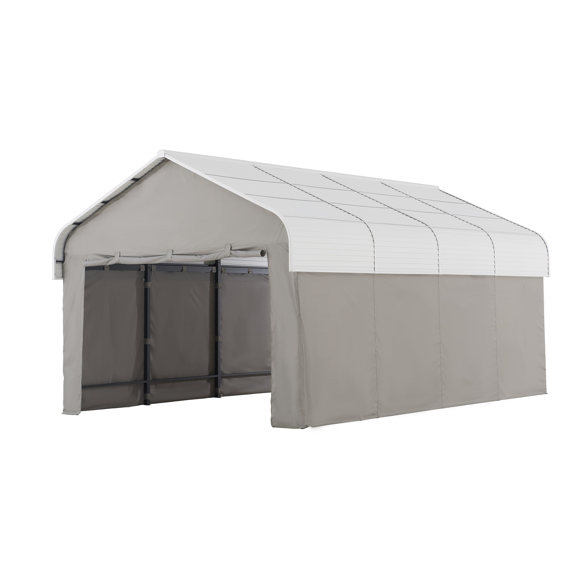 12' x 20' White Portable Carport Kit with Fabric Enclosure