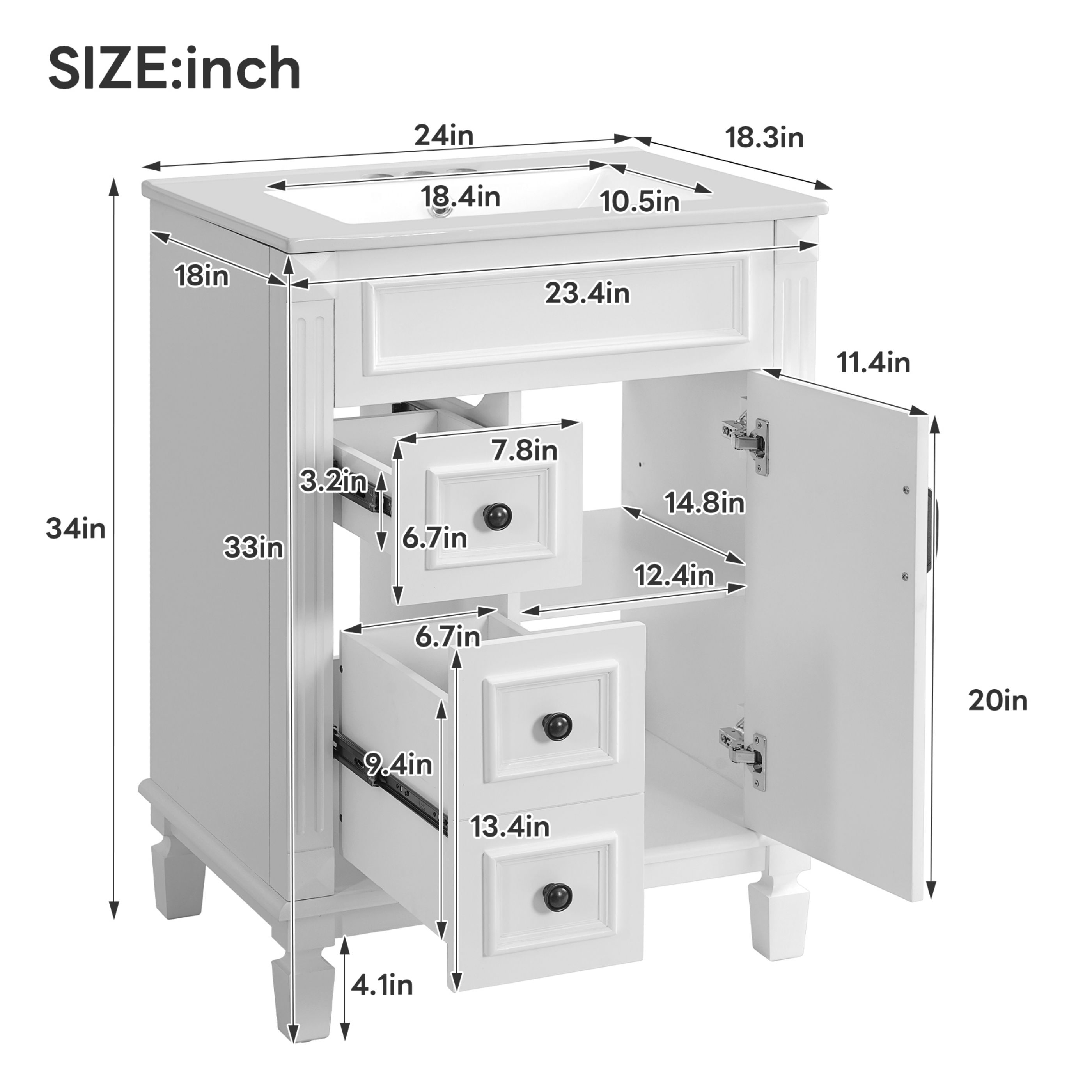 WELLFOR GIZ-X4B5536 Bath-Vanity-Combo - View #3