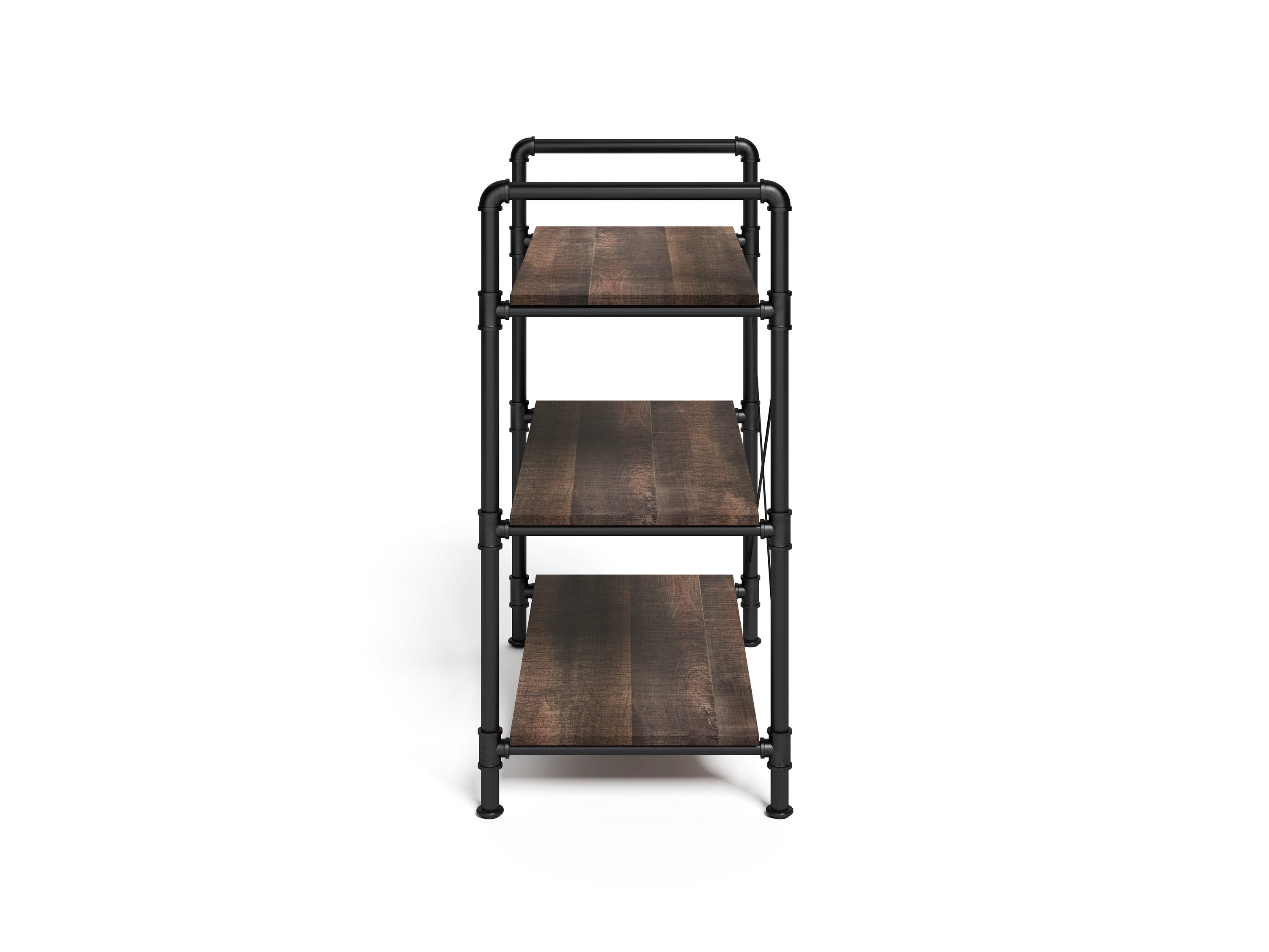 allen + roth Distressed Brown Metal 5-Shelf Bookcase (31.5-in W x 60-in H x  17.75-in D) in the Bookcases department at