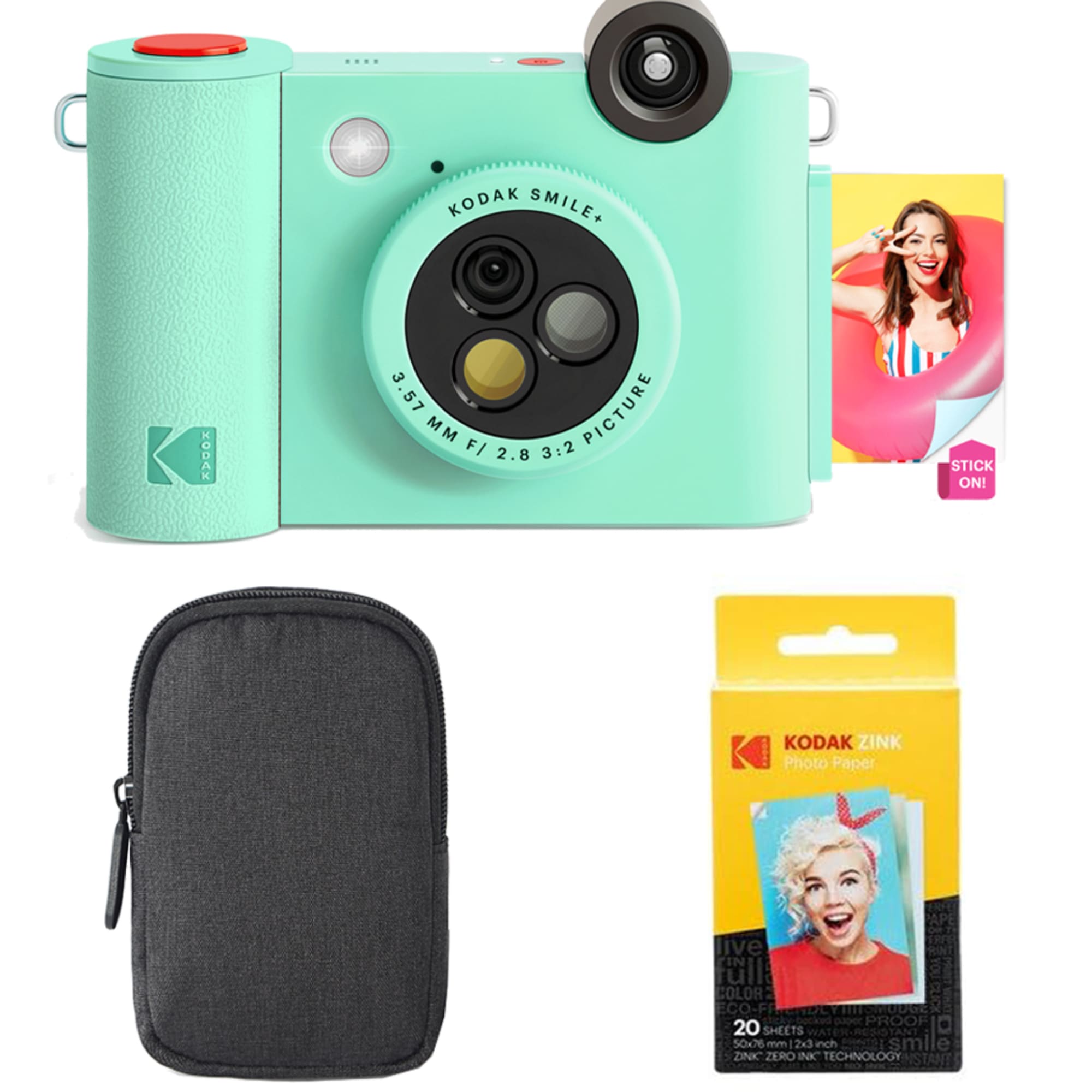 Kodak Smile Plus 10MP Digital Instant Print Camera Starter Bundle with Zink Photo Paper and Case - Green #AMZRODOSMPC1GN