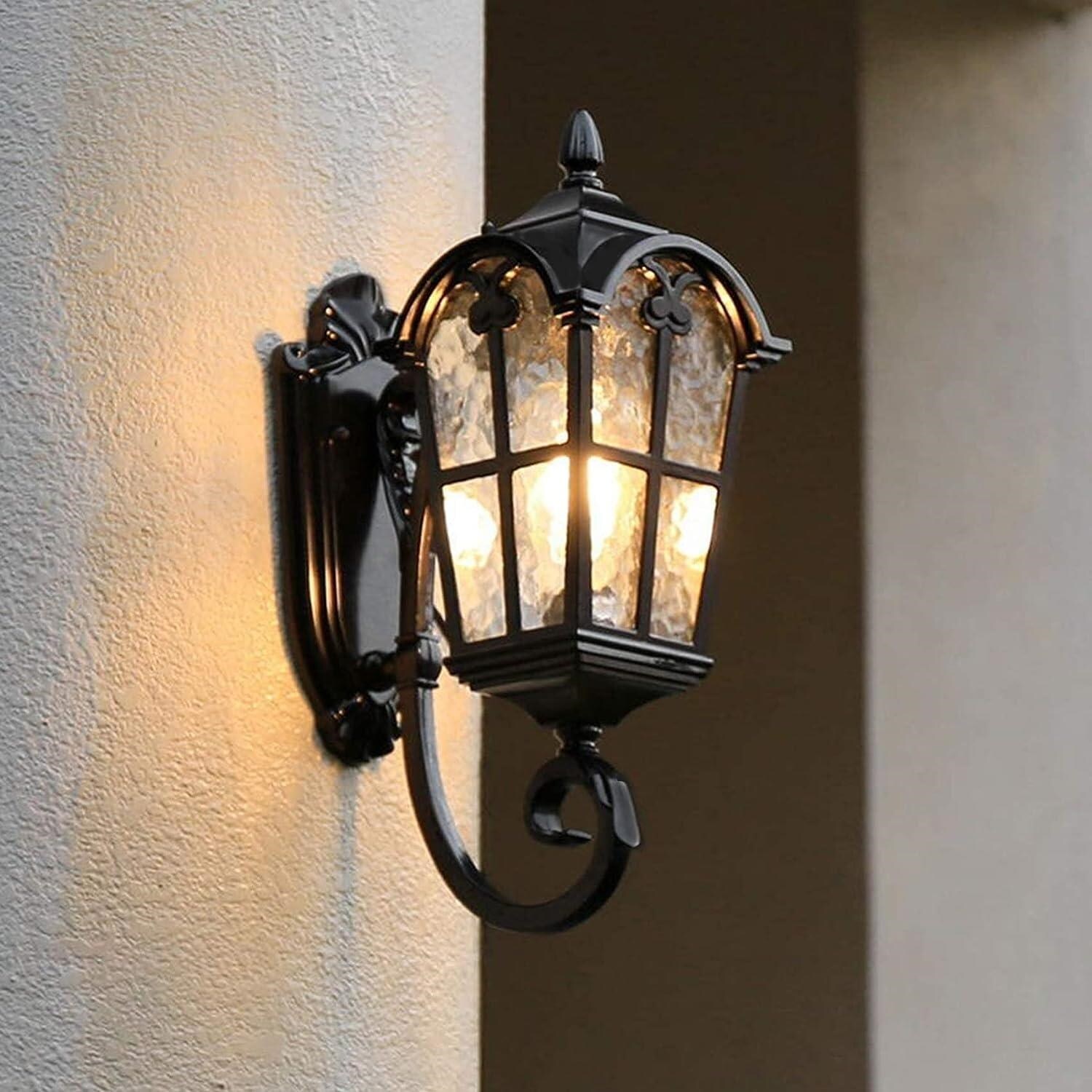 Claxy YO-T3259BU-BK Lantern  1 -Light 17.3-in H Matte Black Hardwired Outdoor Wall Light