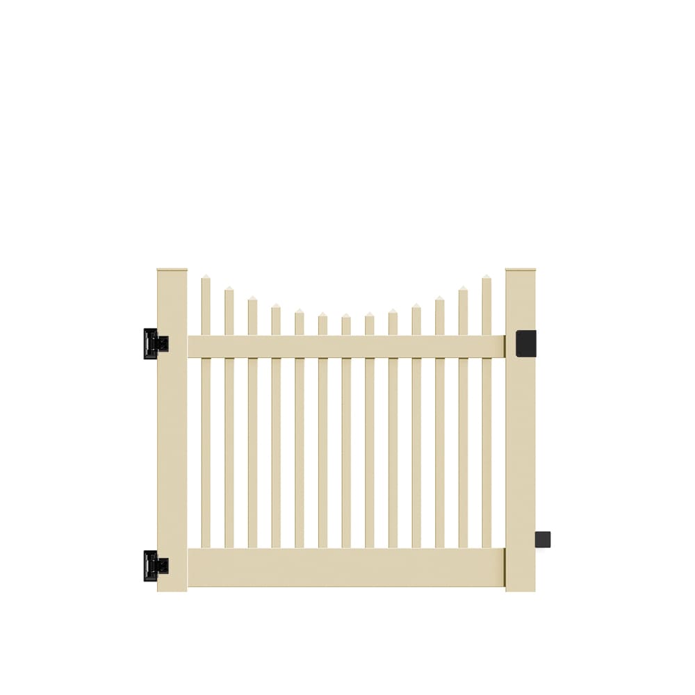 Freedom 73014752 Keswick 4-ft H x 5-ft W Sand Vinyl Scallop Fence gate kit (Unassembled)