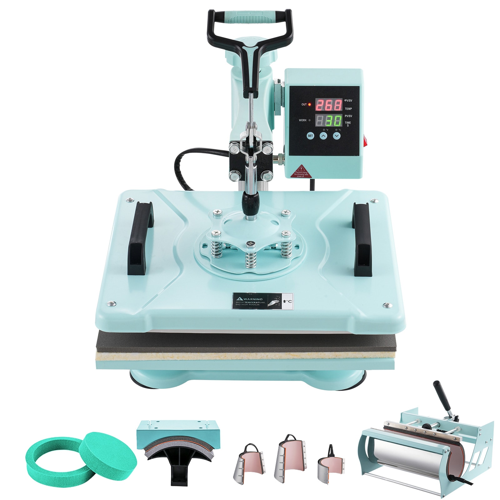 SVOPES SCYTS30OZ12104439V1 Heat Press Machine 12 x 15 inch 8 in 1 Heat Transfer Machine with 6-30 oz Tumbler Press 360degree Swing Away T-Shirt Pressing Digital Precise Control for T-Shirts/Mugs/Hats/Plates Green