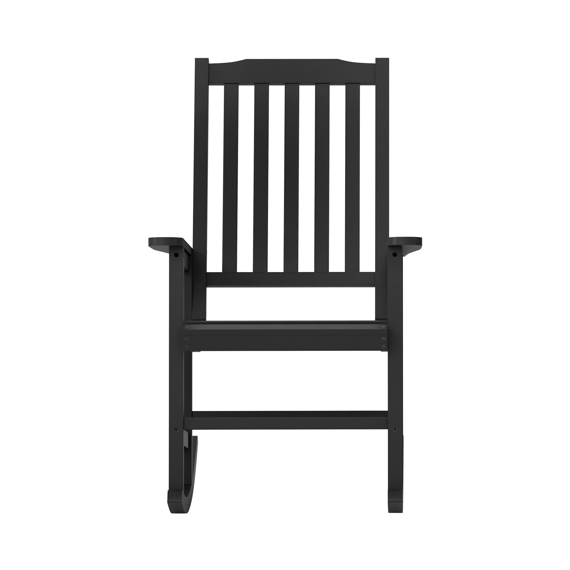 Yurevna A4JY-029-01LS High-back Patio Rocking Chair Set of 4 Black Polyethylene Frame Rocking Chair with Slat Seat