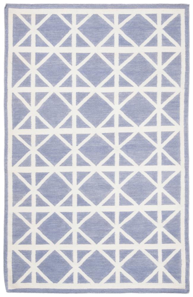 Safavieh DHU558B-4 Dhurries Kenley 4 x 6 (ft) Wool Purple/Ivory Rectangular Indoor Geometric Coastal Area rug