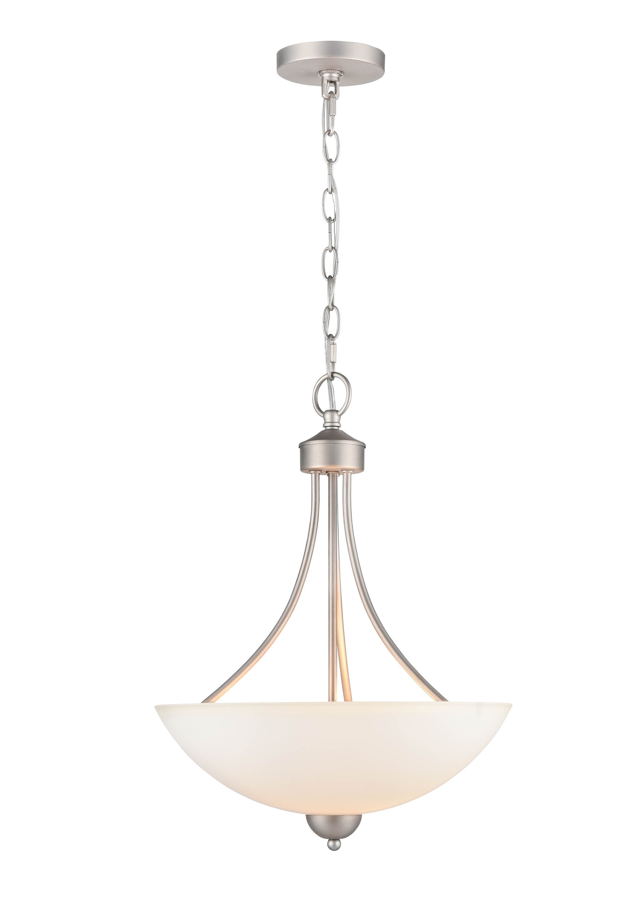 Millennium Lighting 9802-SN Ivey Lake 3 -Light Satin Nickel Traditional Etched glass Dome Medium Hanging Pendant light