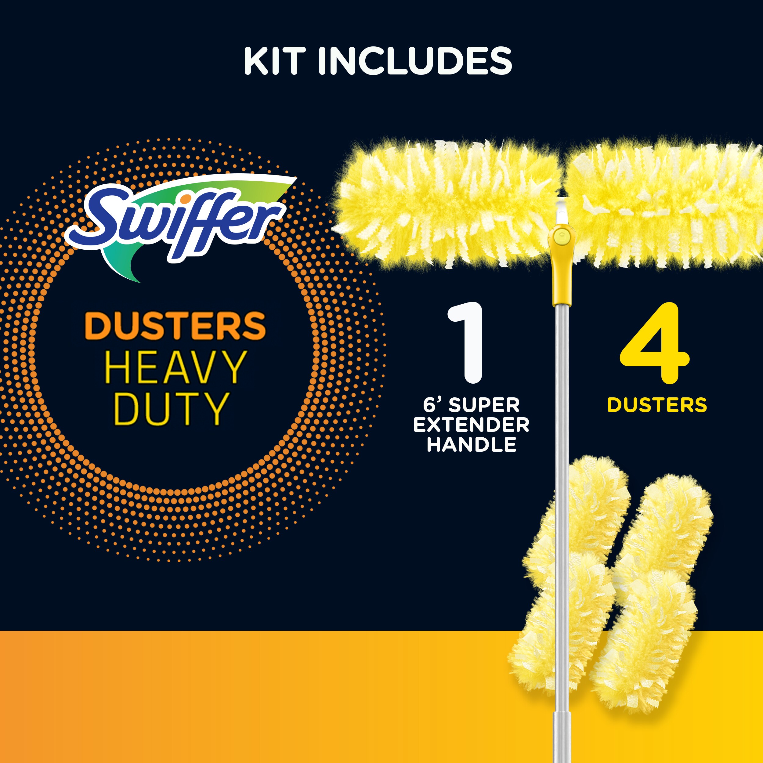 Swiffer Heavy Duty 6ft Extendable Yellow Microfiber Duster Kit