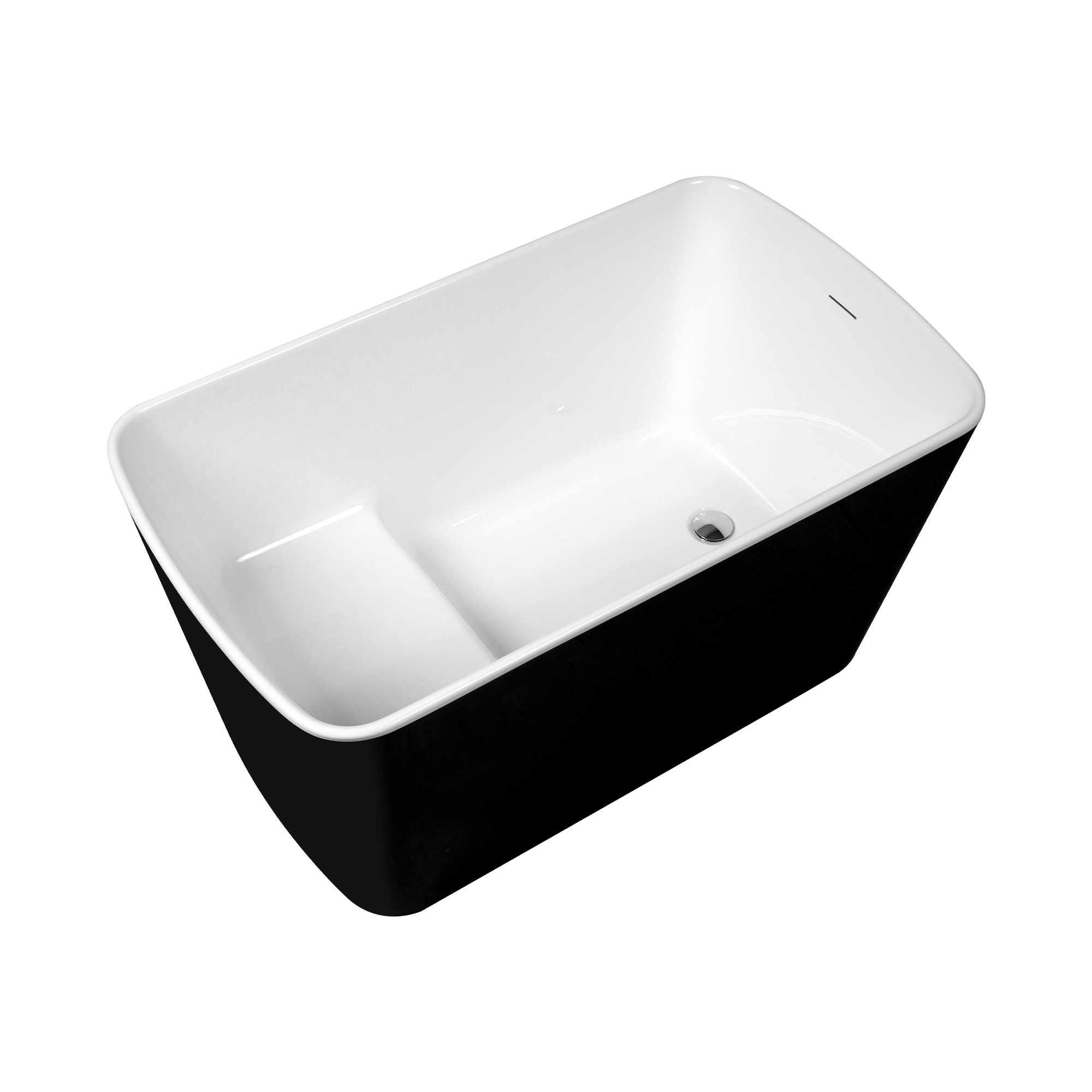 LUCKY ONE - 28-in x 49-in Black/White Acrylic Rectangle Freestanding Soaking Bathtub with Drain